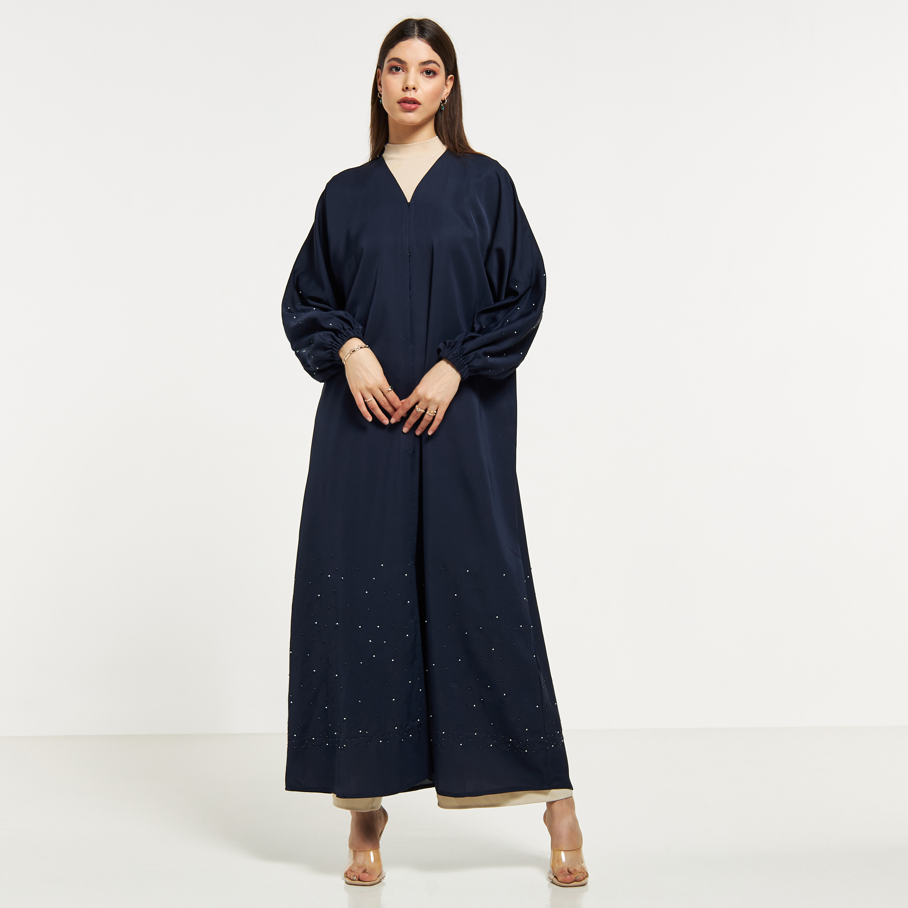 MOiSTREET Embellished Abaya with Hijab-women-arabicclothing-abayas-image-1