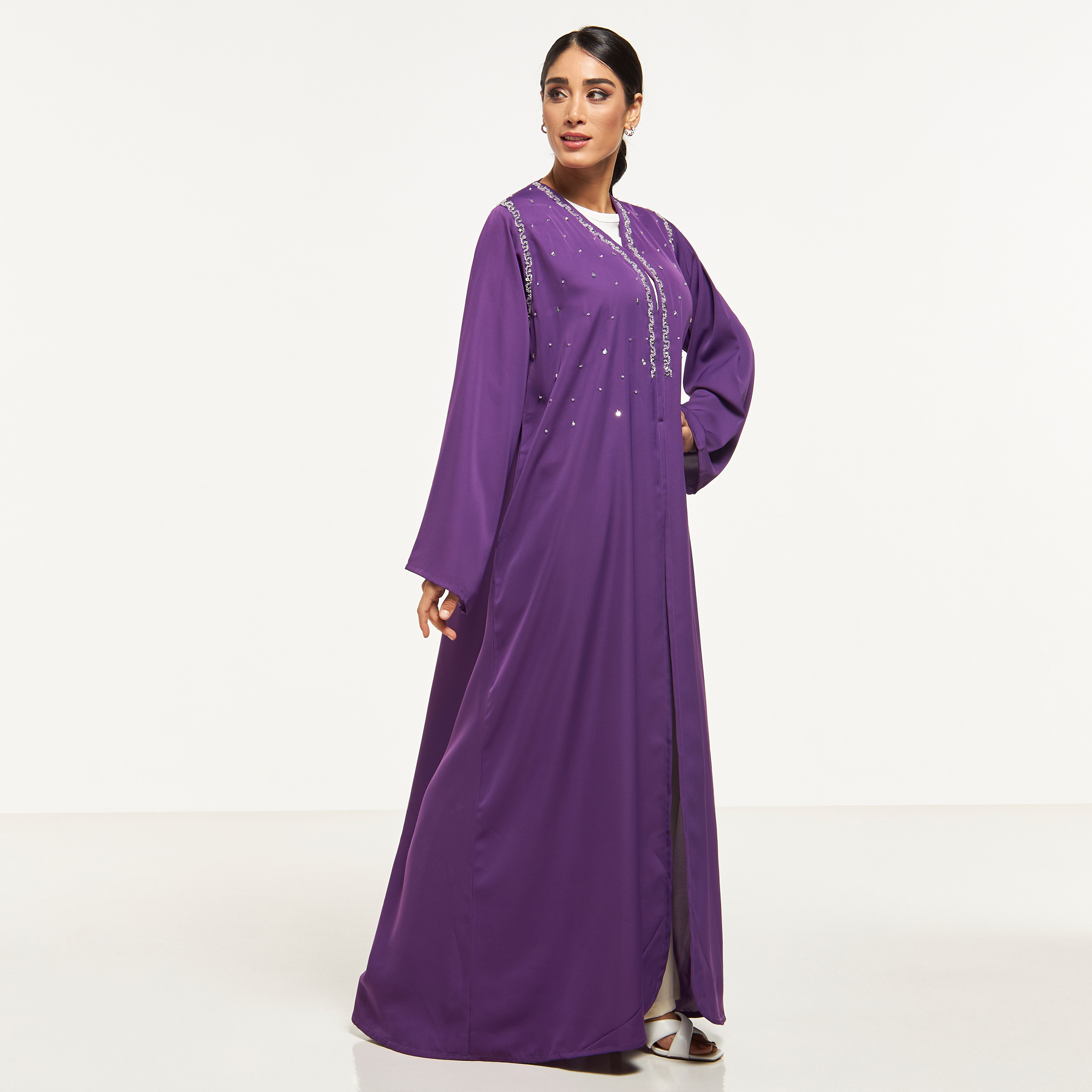 MOiSTREET Embellished Abaya with Hijab-women-arabicclothing-abayas-image-1