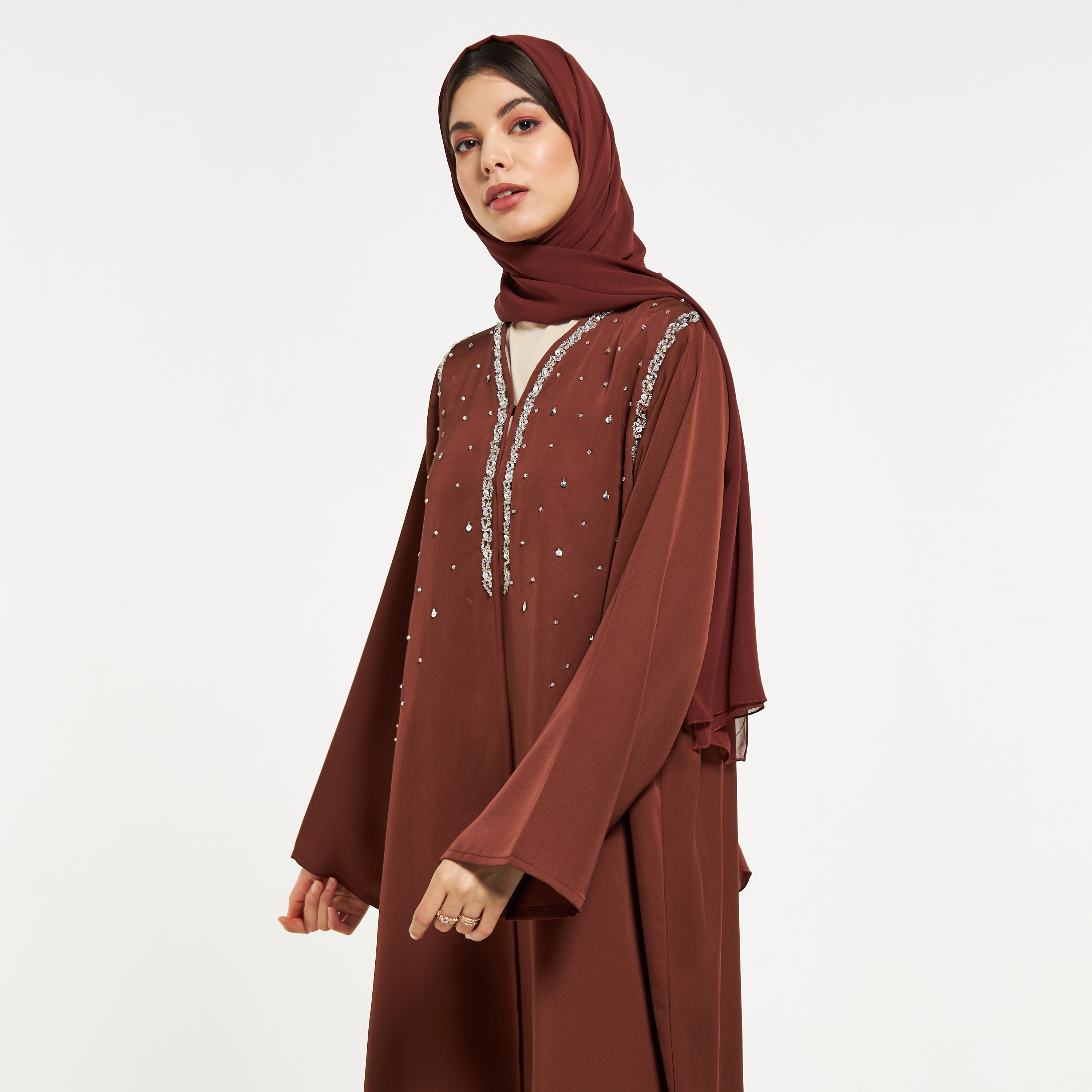 MOiSTREET Embellished Abaya with Hijab-women-arabicclothing-abayas-image-2