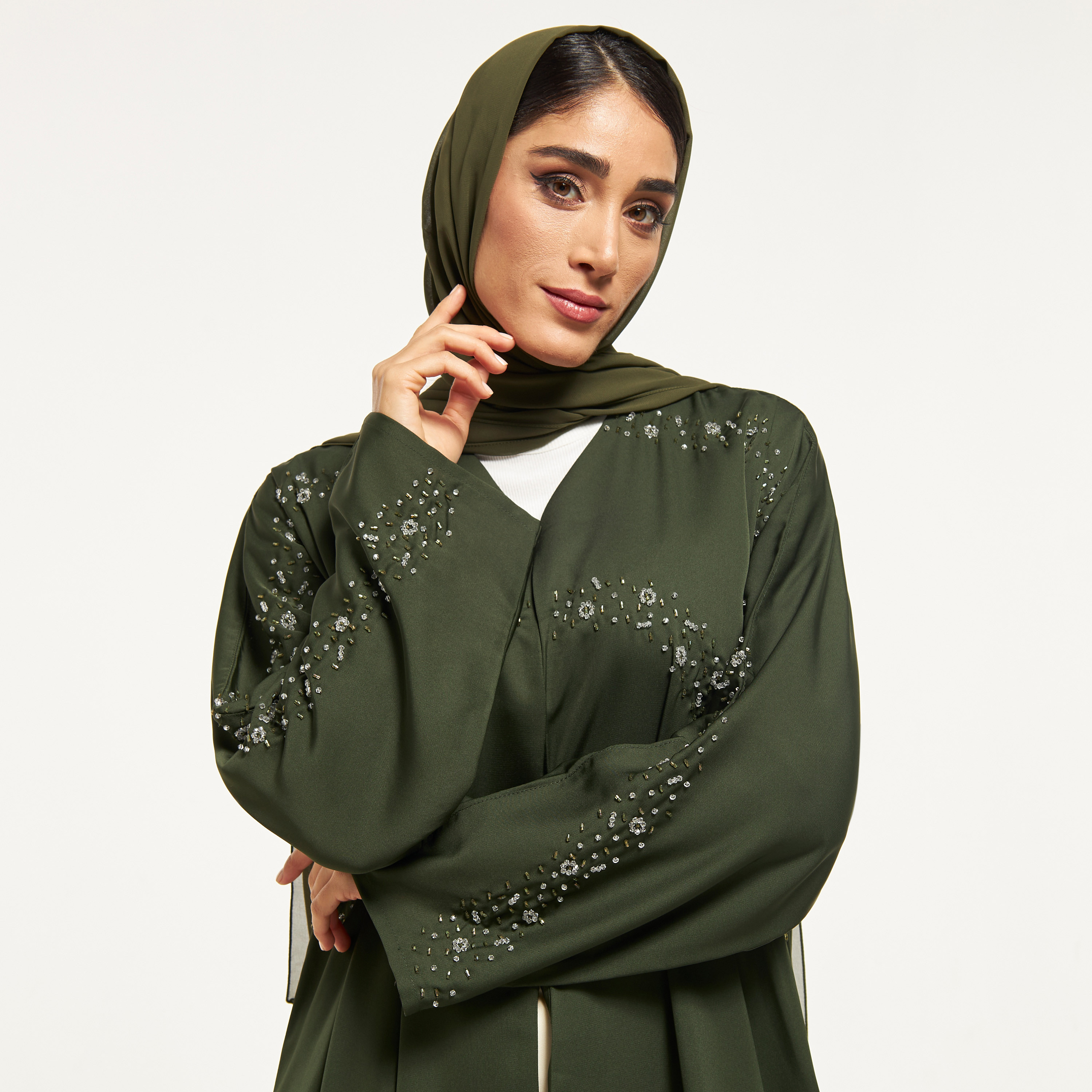 MOiSTREET Embellished Abaya with Hijab-women-arabicclothing-abayas-image-2