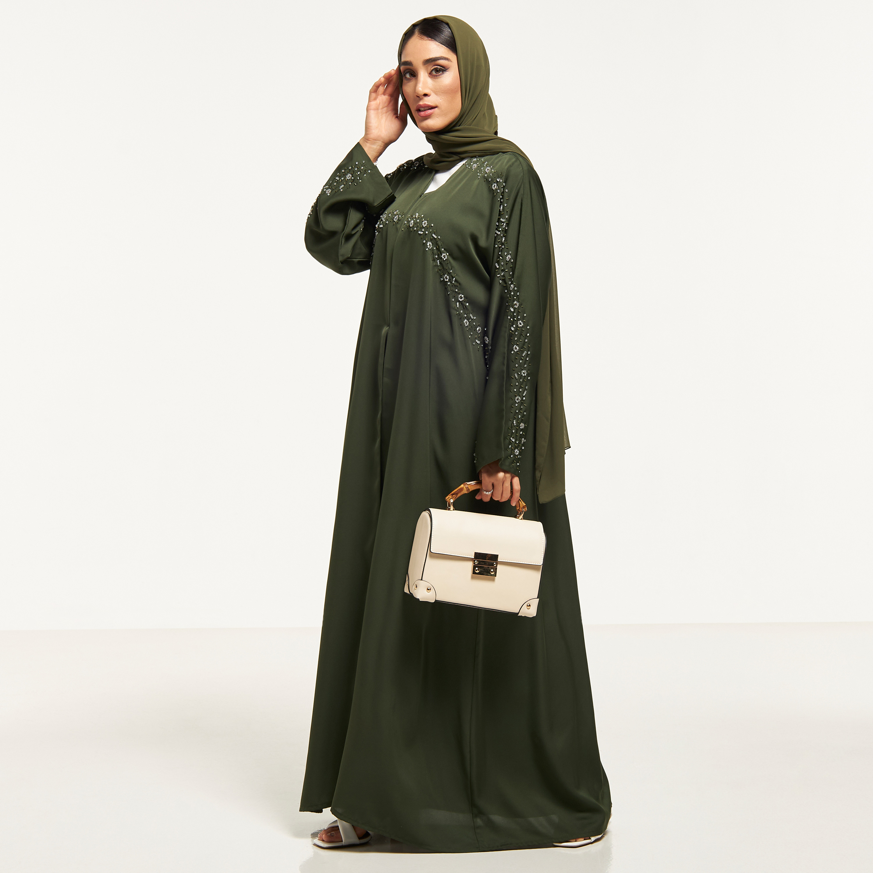 MOiSTREET Embellished Abaya with Hijab-women-arabicclothing-abayas-image-4