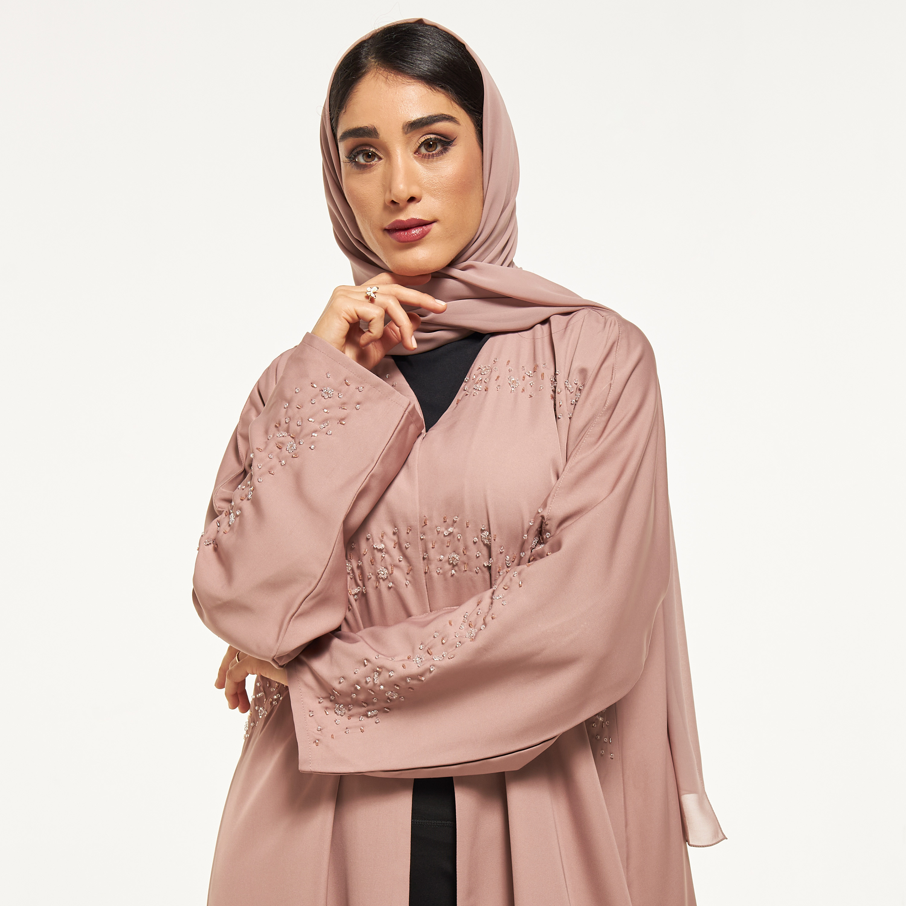 MOiSTREET Embellished Abaya with Hijab-women-arabicclothing-abayas-image-2