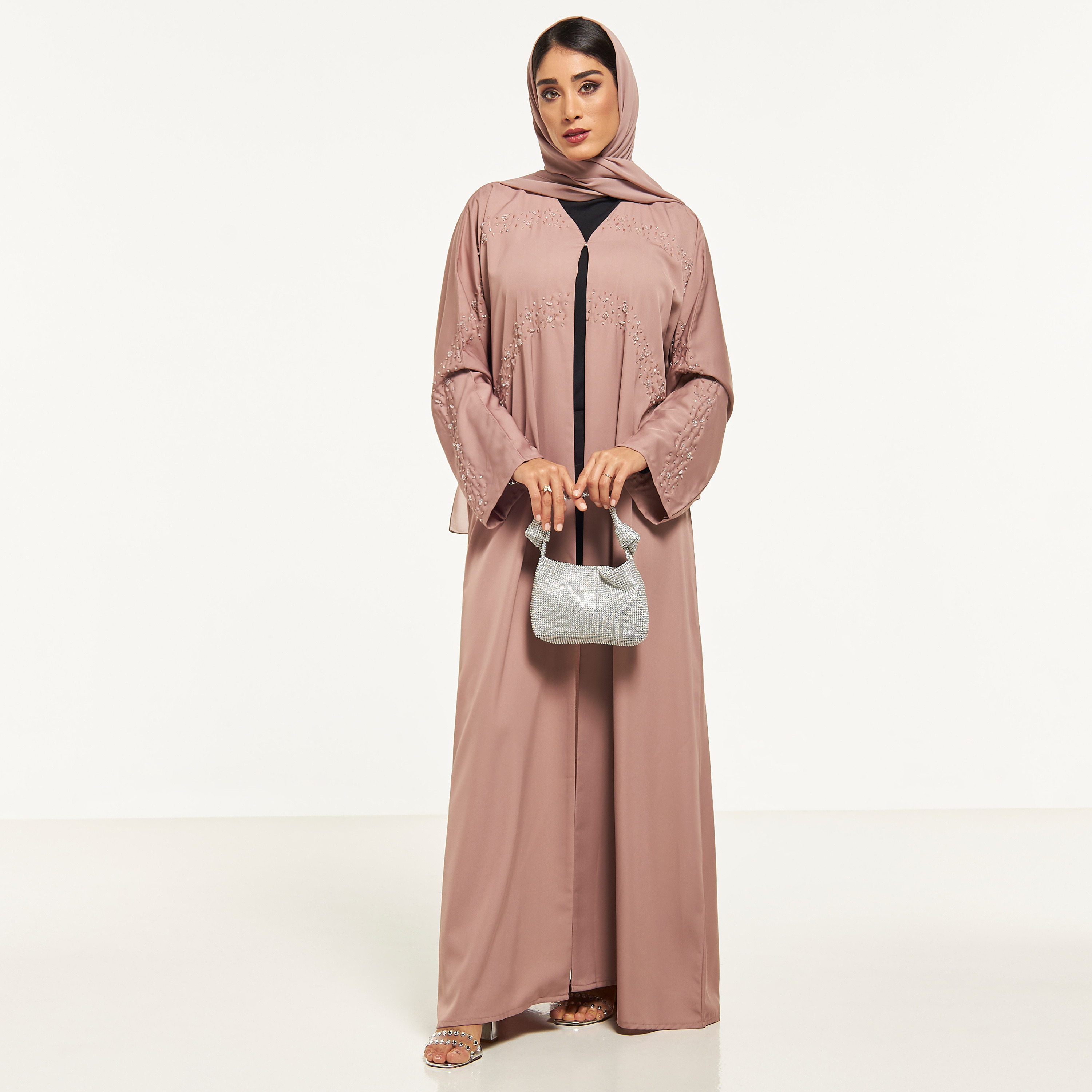 MOiSTREET Embellished Abaya with Hijab-women-arabicclothing-abayas-image-4
