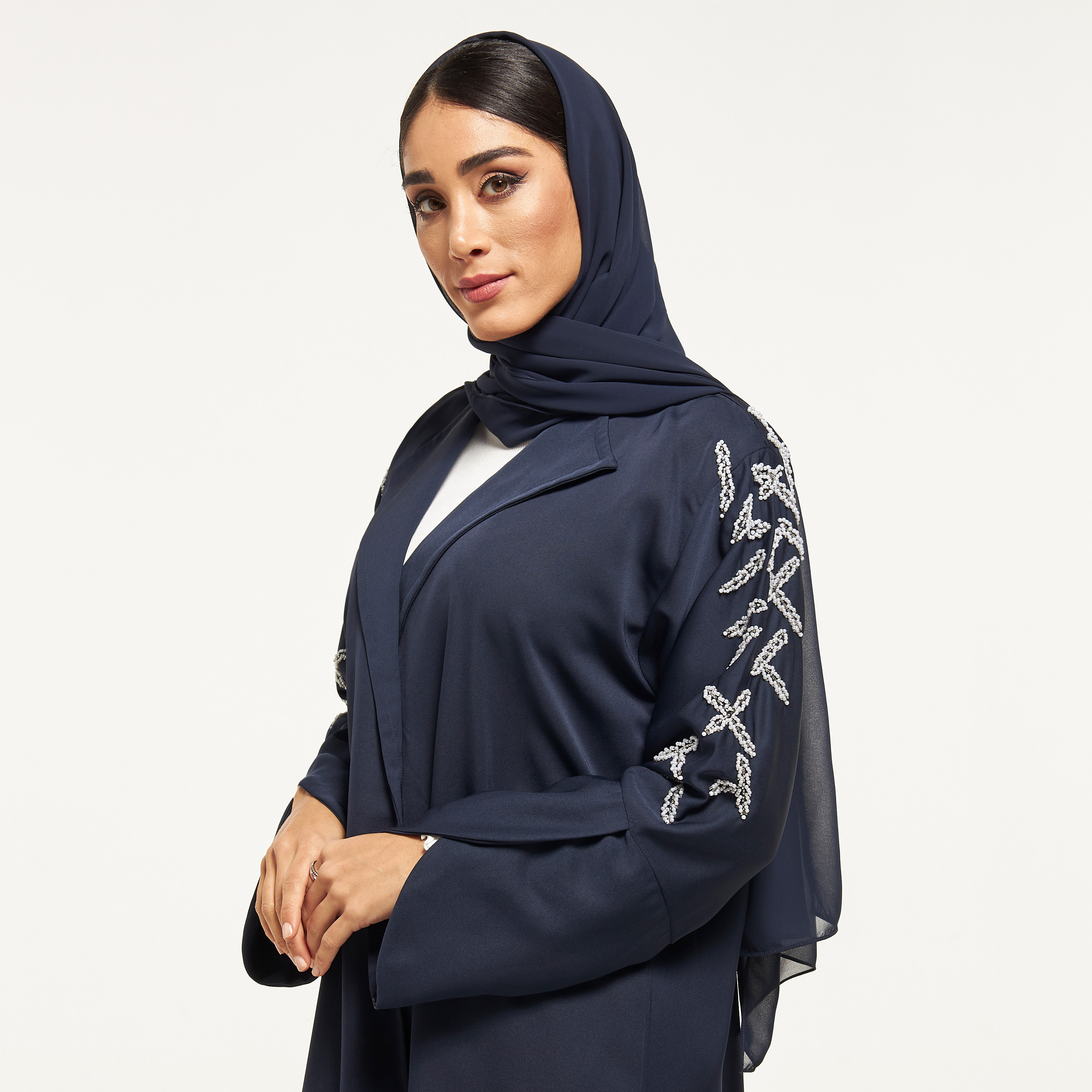 MOiSTREET Embellished Collared Abaya with Hijab-women-arabicclothing-abayas-image-2