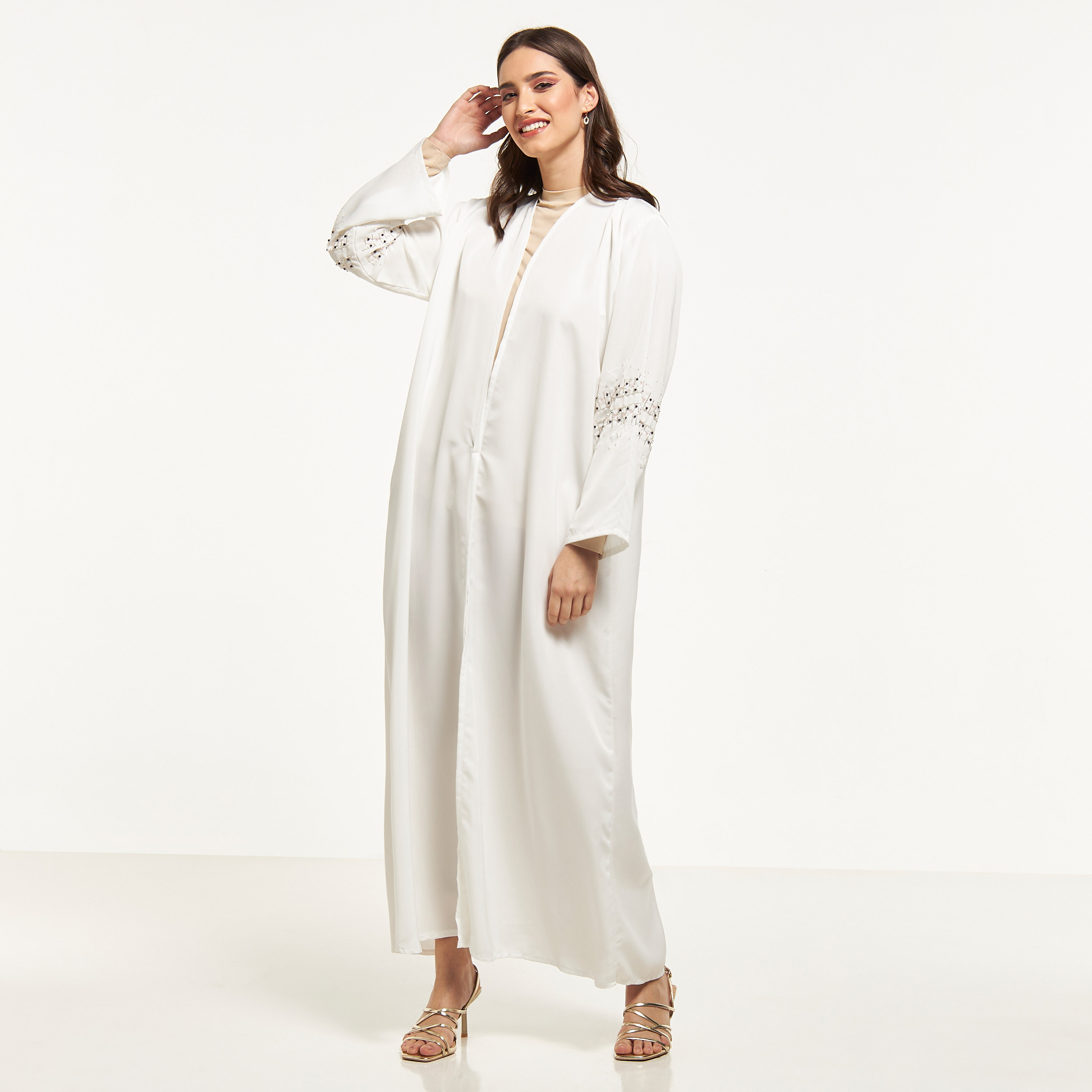 MOiSTREET Embellished Abaya with Hijab-women-arabicclothing-abayas-image-1