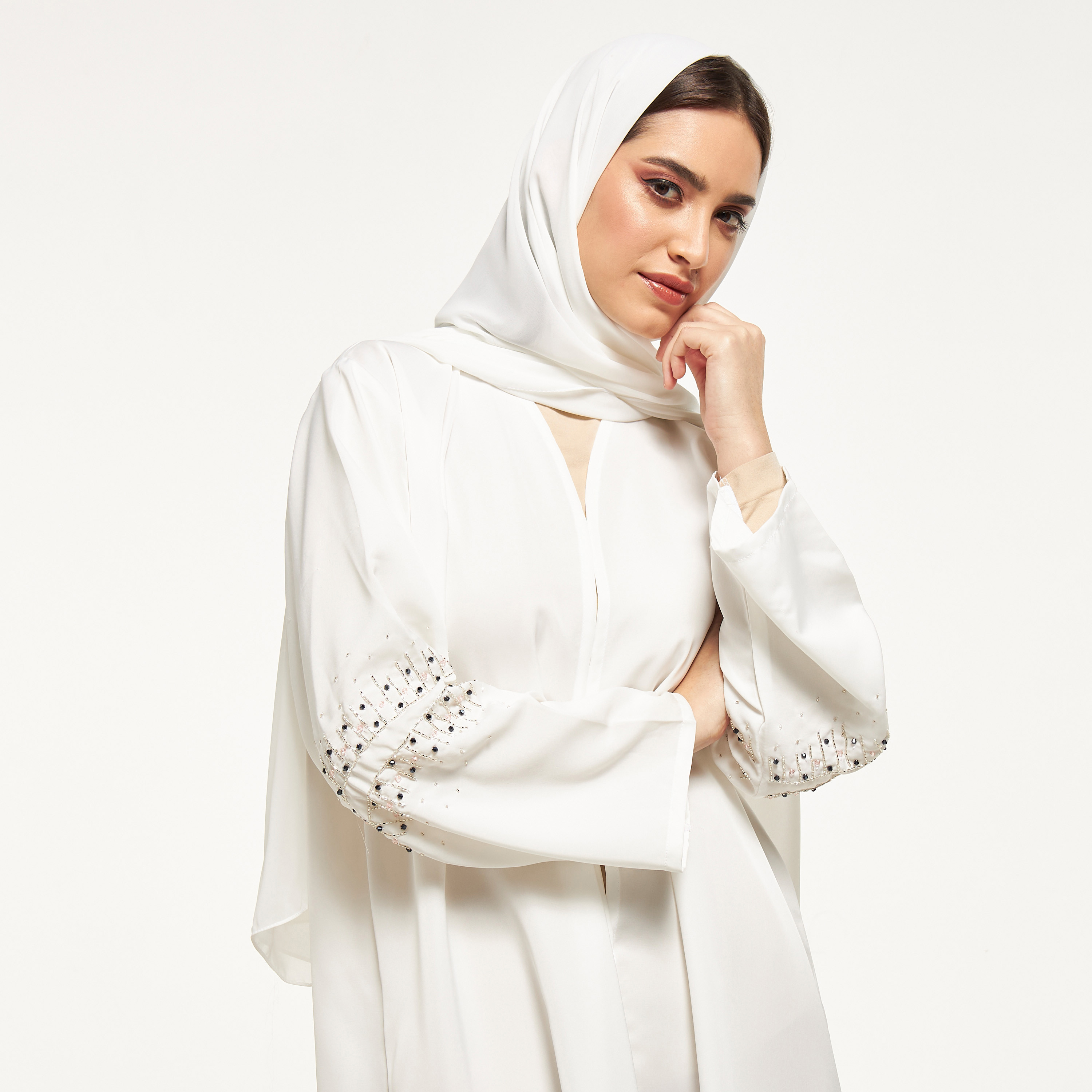 MOiSTREET Embellished Abaya with Hijab-women-arabicclothing-abayas-image-2