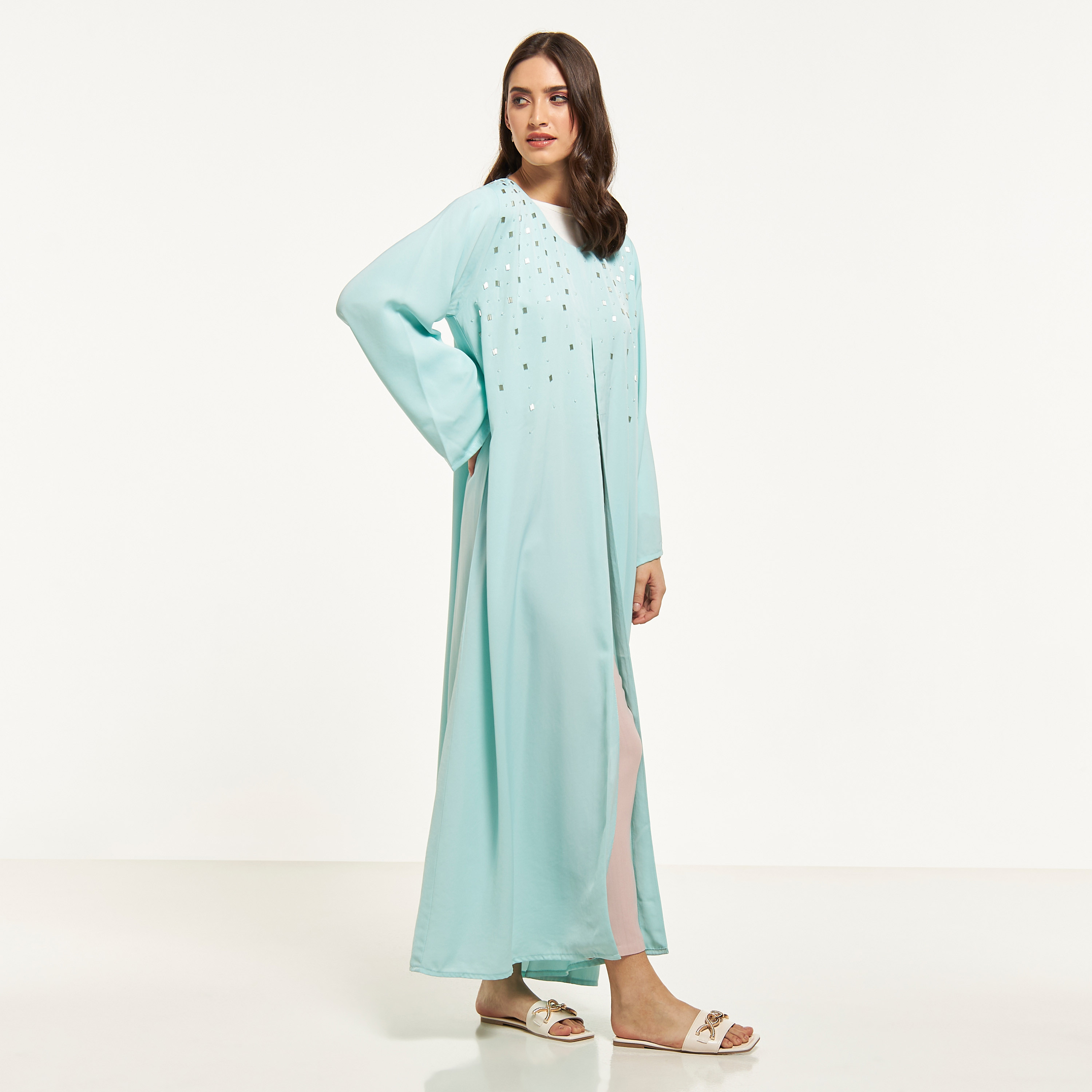 MOiSTREET Embellished Abaya with Hijab-women-arabicclothing-abayas-image-1