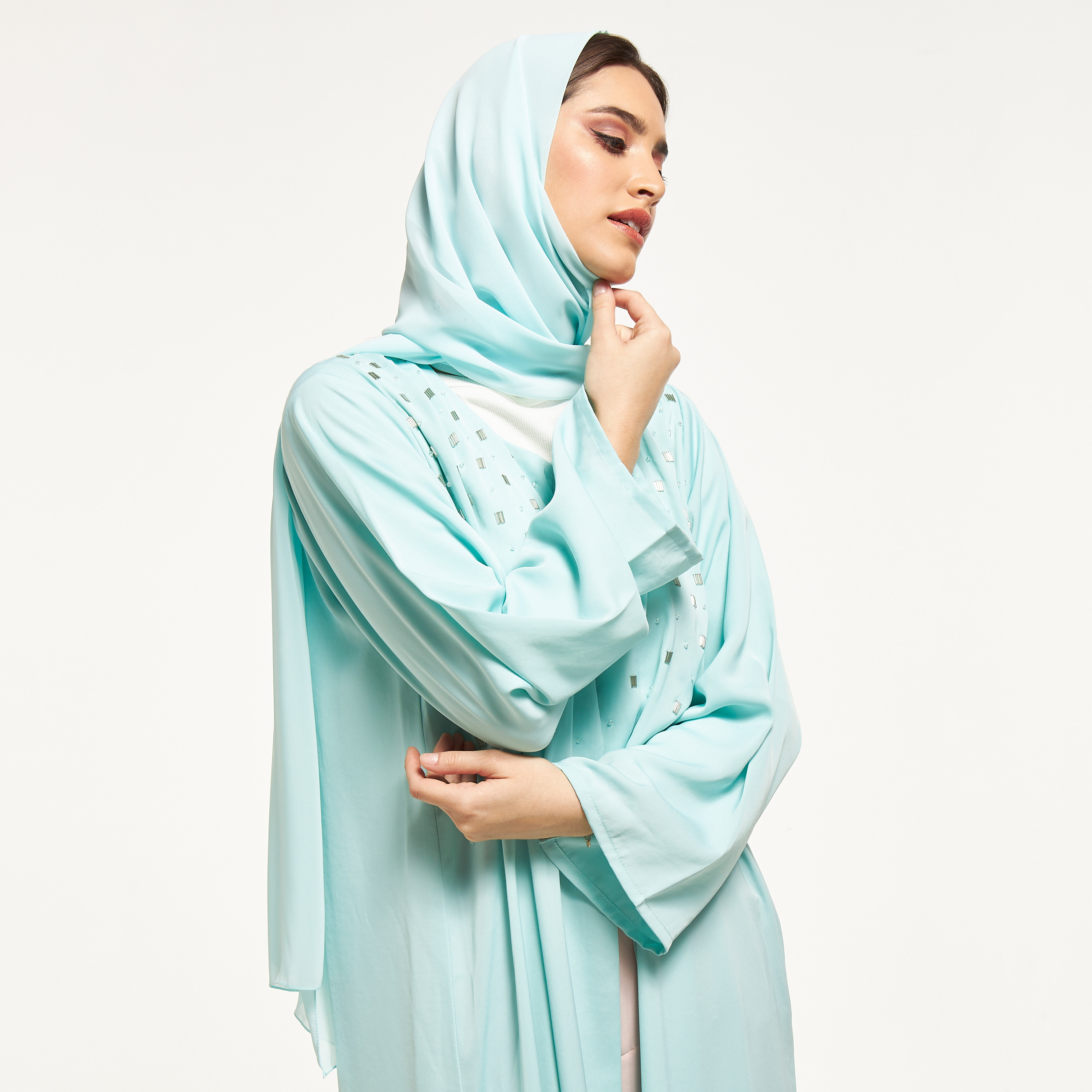 MOiSTREET Embellished Abaya with Hijab-women-arabicclothing-abayas-image-2