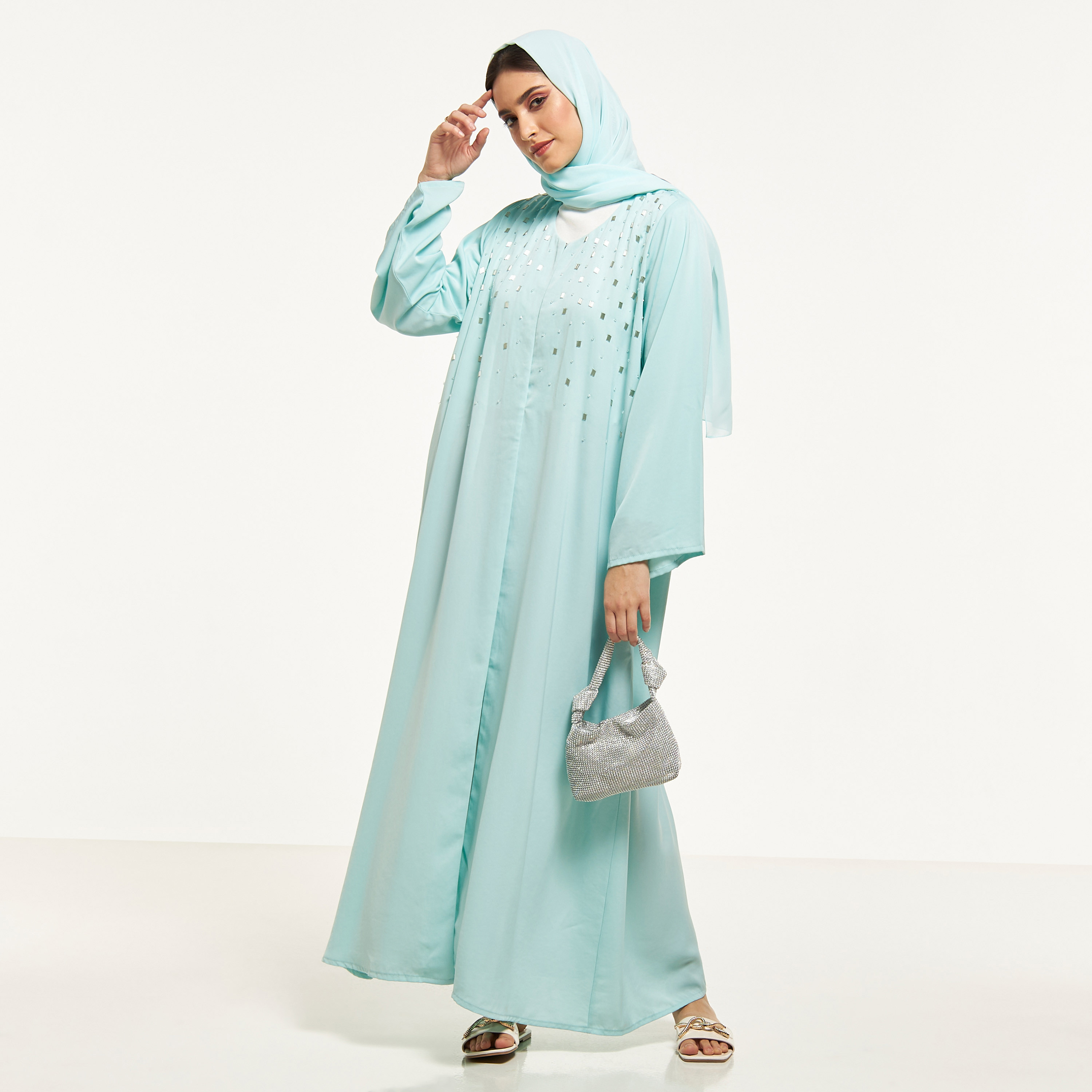 MOiSTREET Embellished Abaya with Hijab-women-arabicclothing-abayas-image-4