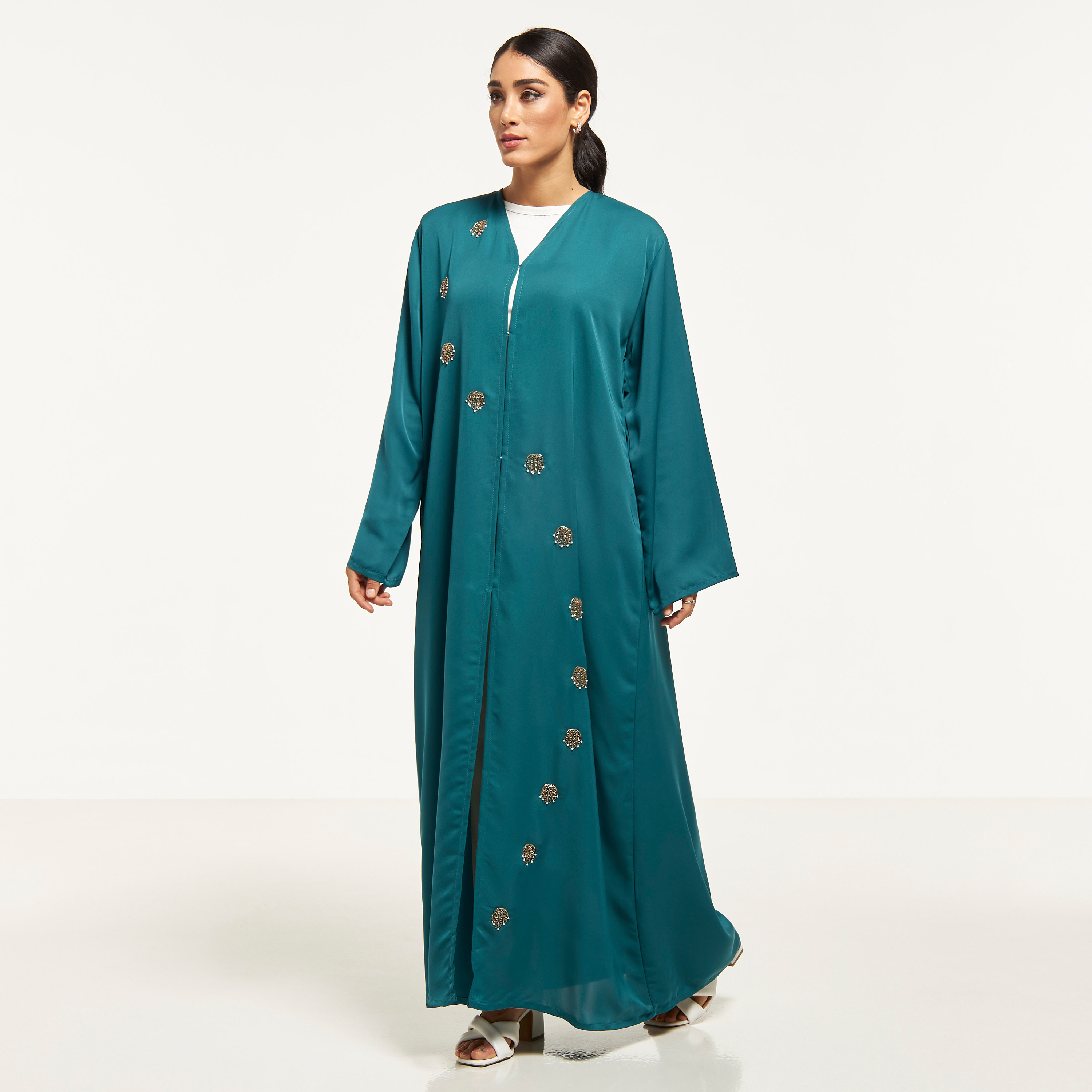 MOiSTREET Embellished Abaya with Hijab-women-arabicclothing-abayas-image-1