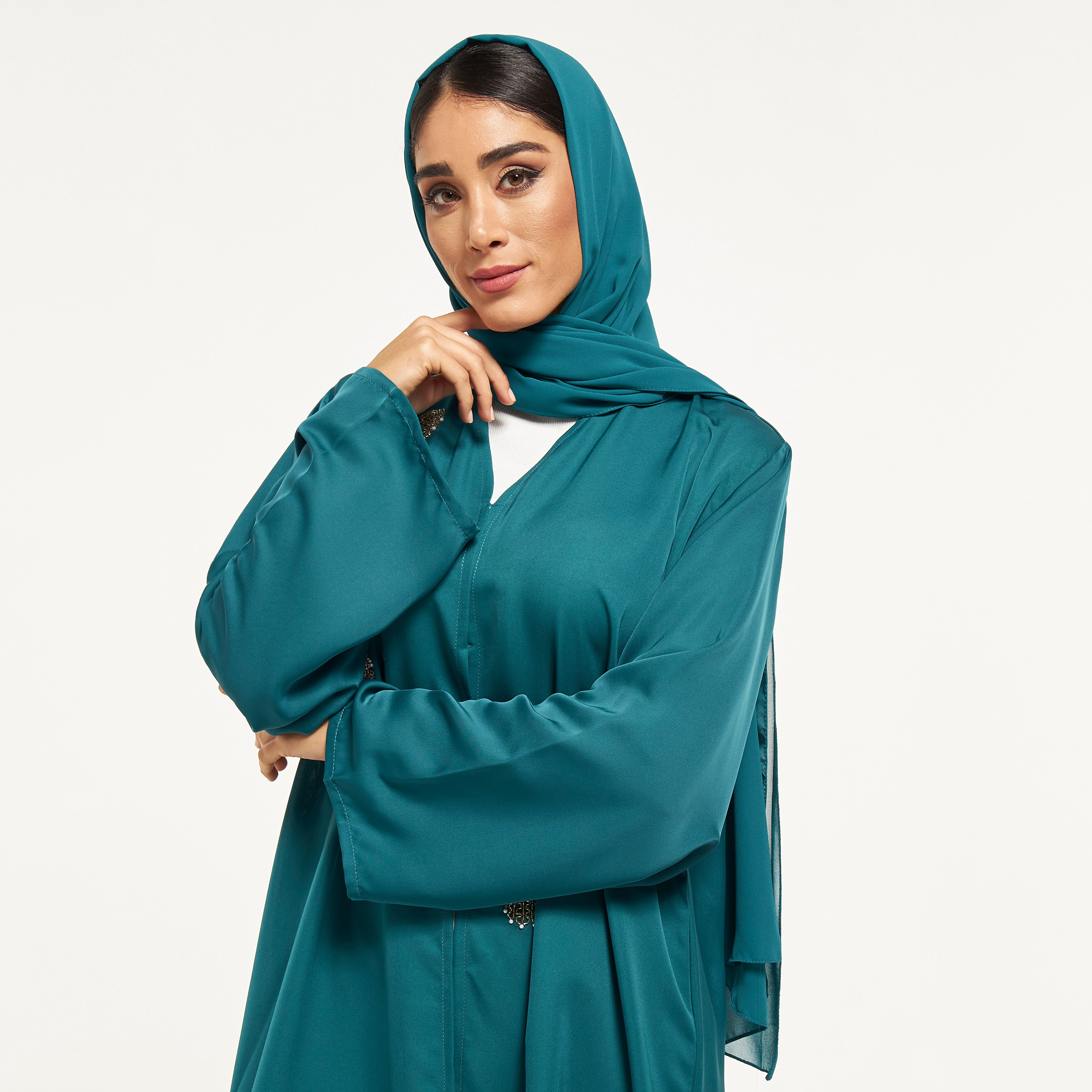 MOiSTREET Embellished Abaya with Hijab-women-arabicclothing-abayas-image-2