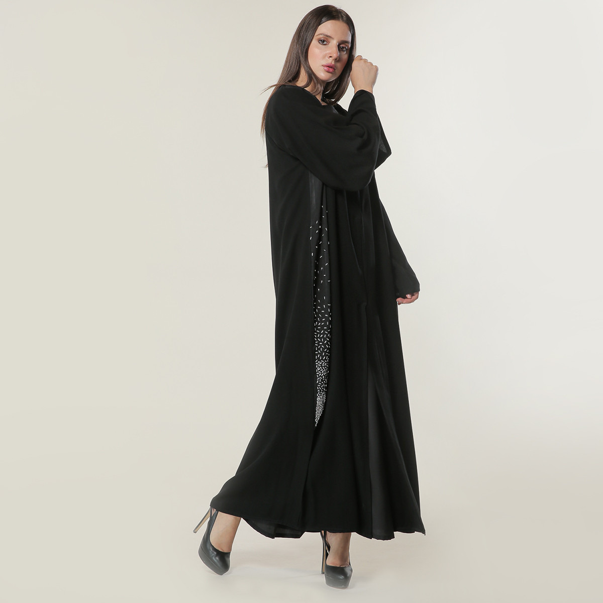 MOiSTREET Embellished Abaya with V-neck-women-arabicclothing-abayas-image-1