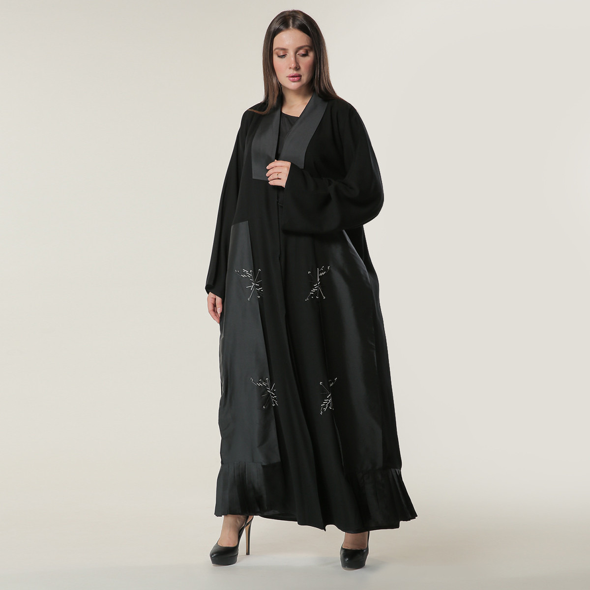 MOiSTREET Embellished Abaya with Pleat Detail-women-arabicclothing-abayas-image-1