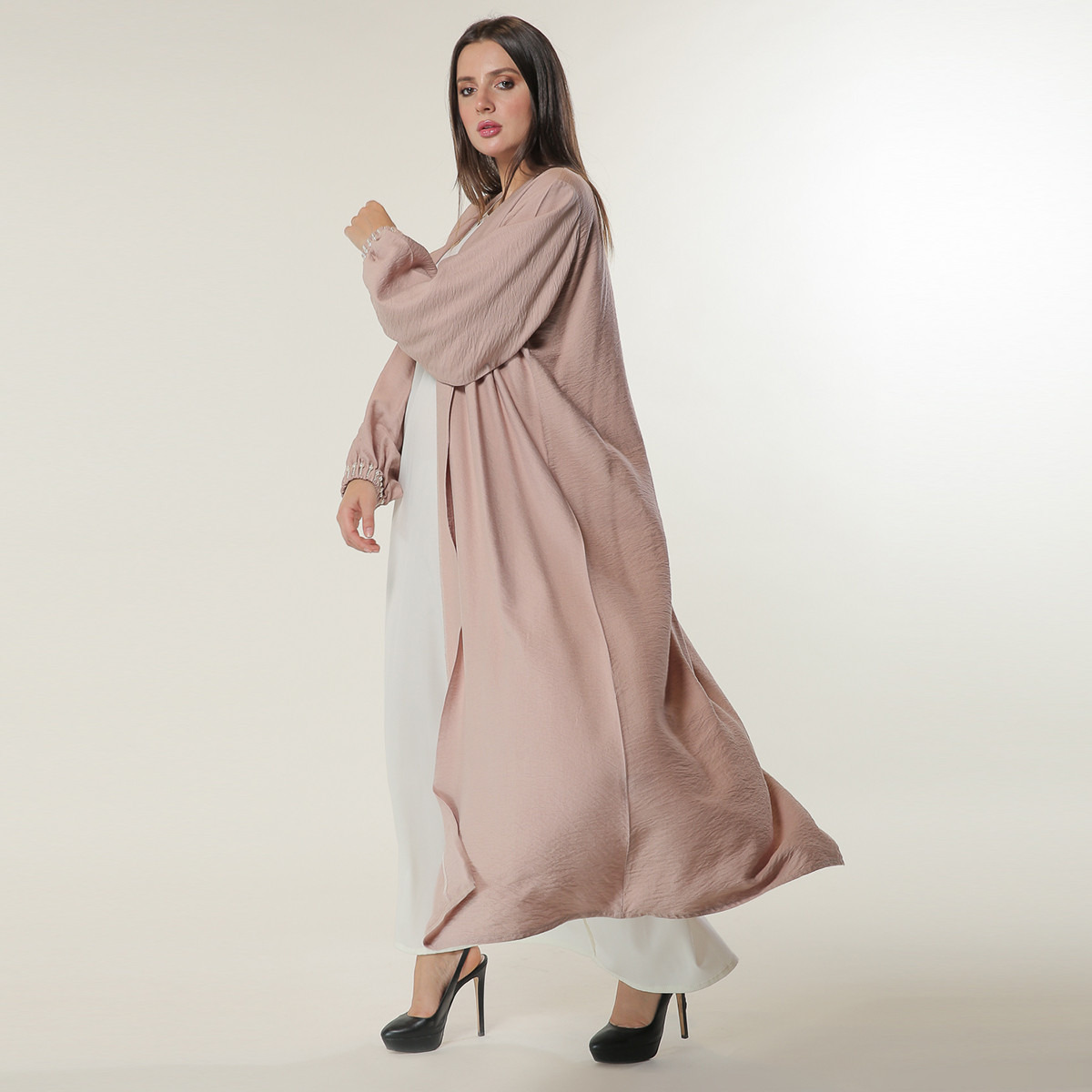 MOiSTREET Solid Abaya with Elasticated Sleeve Cuff-women-arabicclothing-abayas-image-2