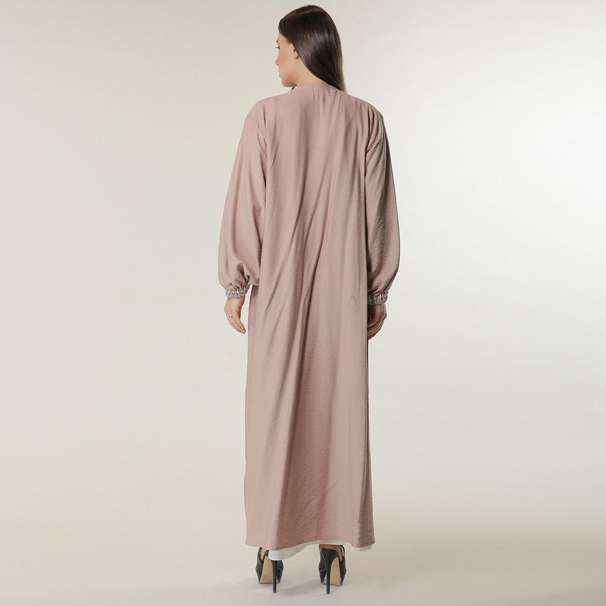 MOiSTREET Solid Abaya with Elasticated Sleeve Cuff-women-arabicclothing-abayas-image-3
