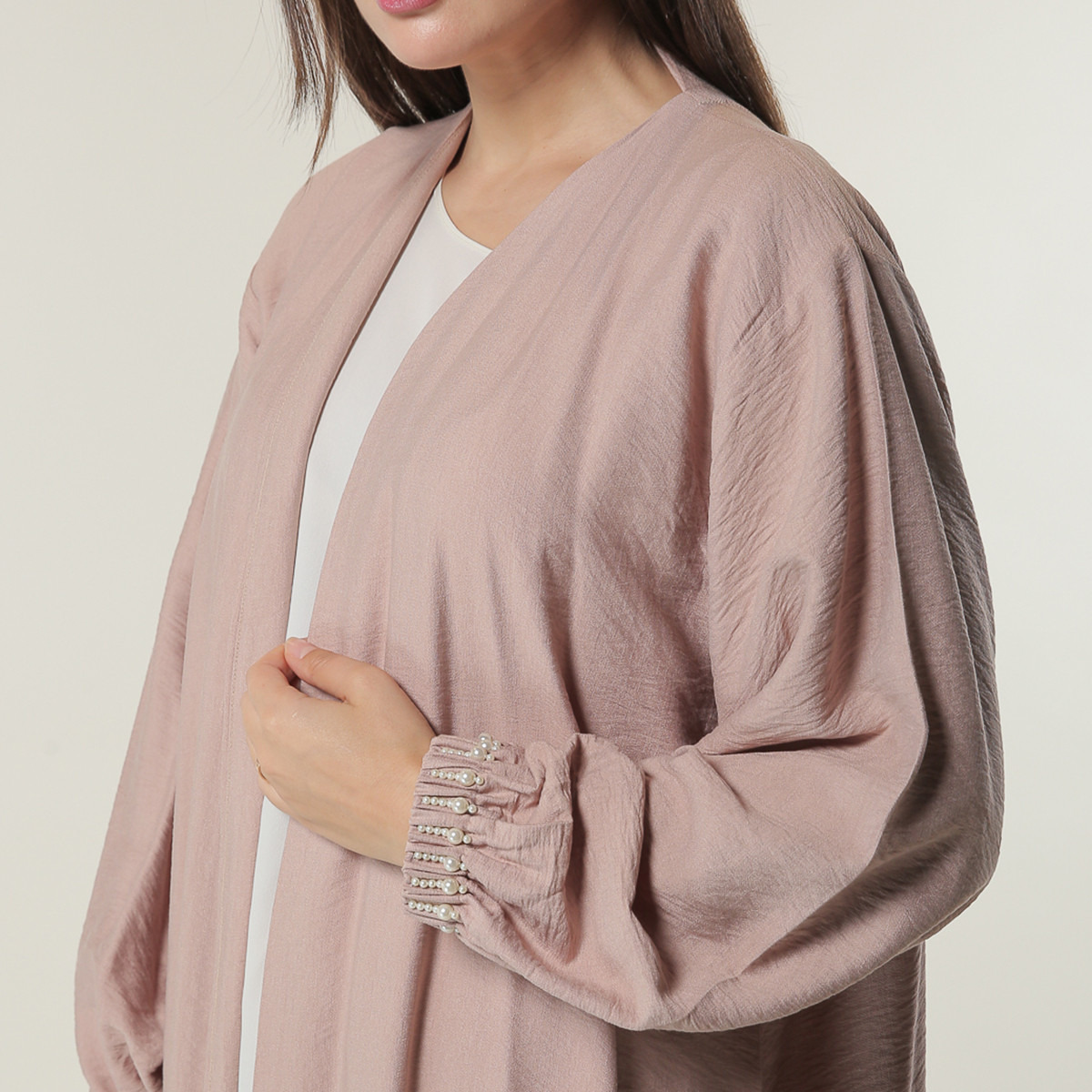 MOiSTREET Solid Abaya with Elasticated Sleeve Cuff-women-arabicclothing-abayas-image-4