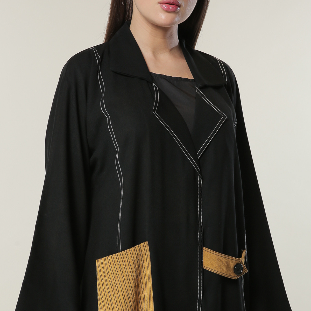MOiSTREET Solid Collared Neck Abaya-women-arabicclothing-abayas-image-4