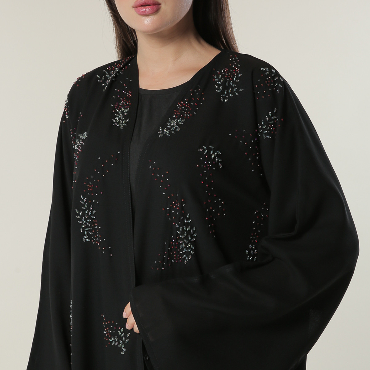 MOiSTREET Embellished Round Neck Abaya-women-arabicclothing-abayas-image-4