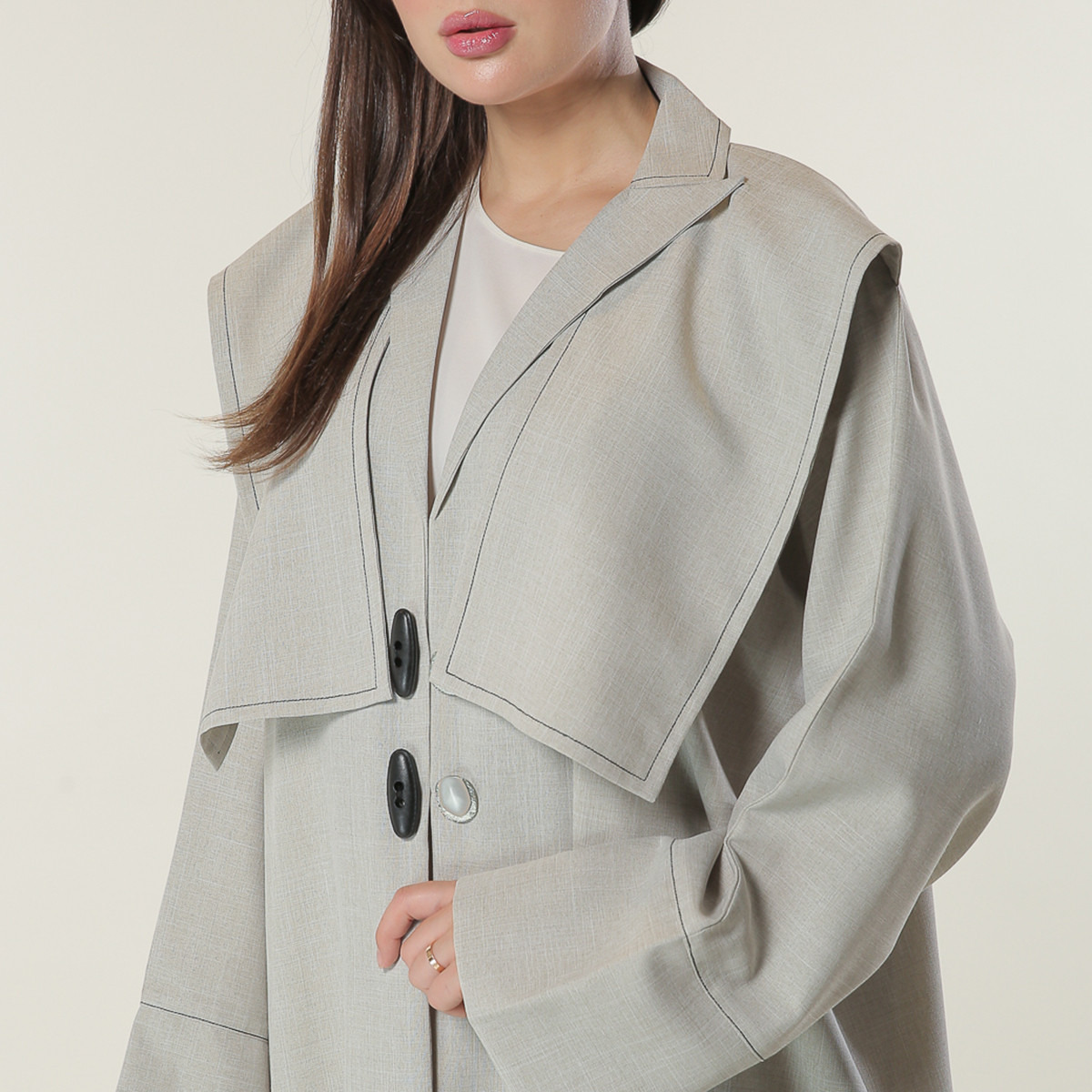 MOiSTREET Solid Lapel Neck Abaya-women-arabicclothing-abayas-image-4