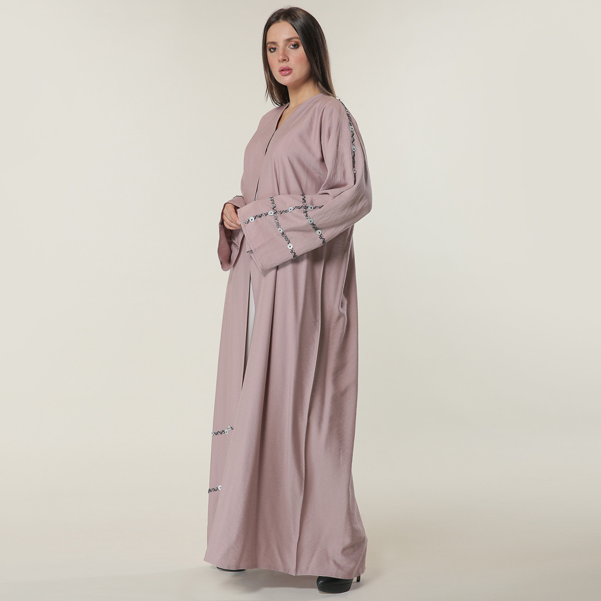 MOiSTREET Embellished V-neck Abaya-women-arabicclothing-abayas-image-2