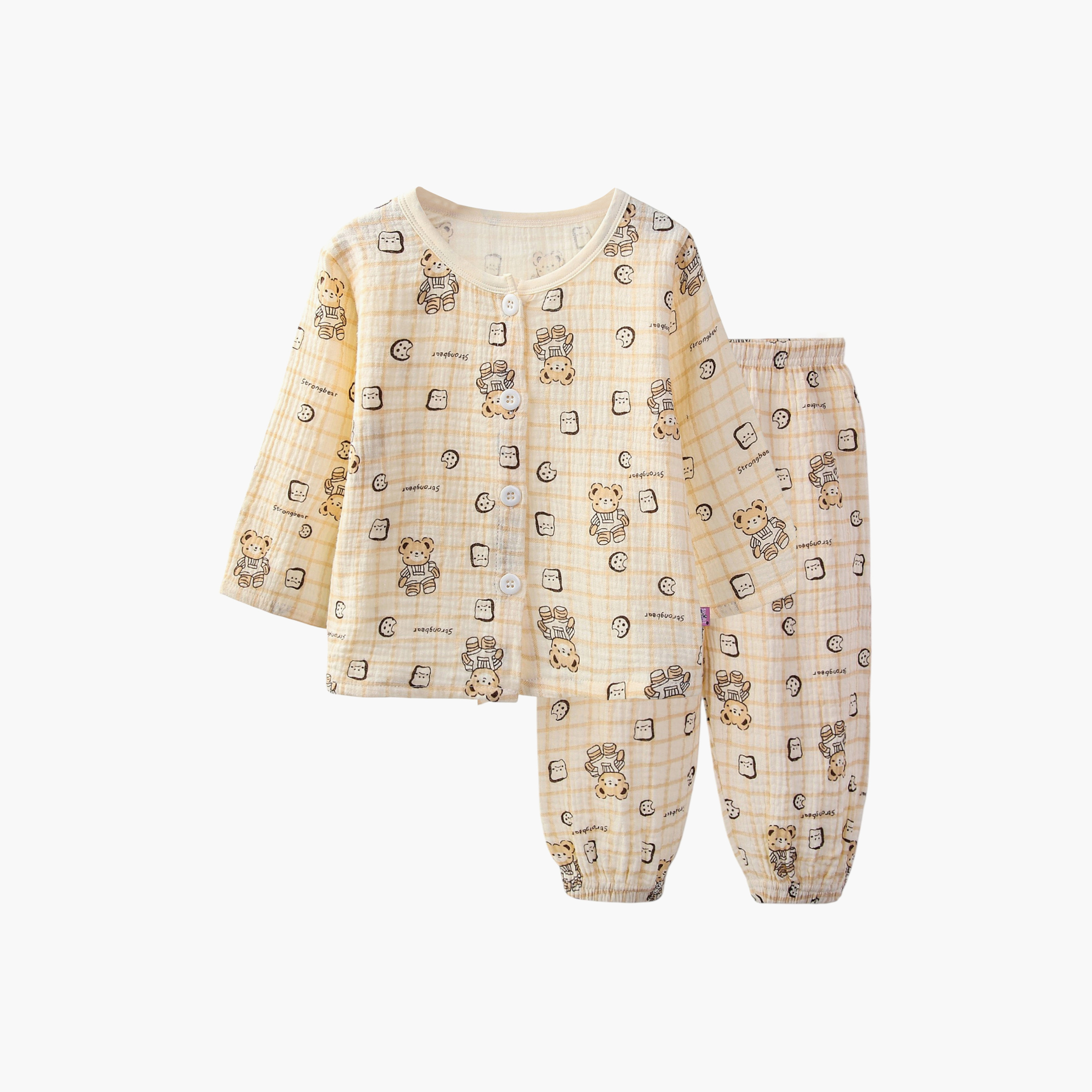 طقم بيجامة قطن موسلين بطبعة دب من فيكتور آند جين-baby-boys-clothing-nightwear-pyjamasets-image-4