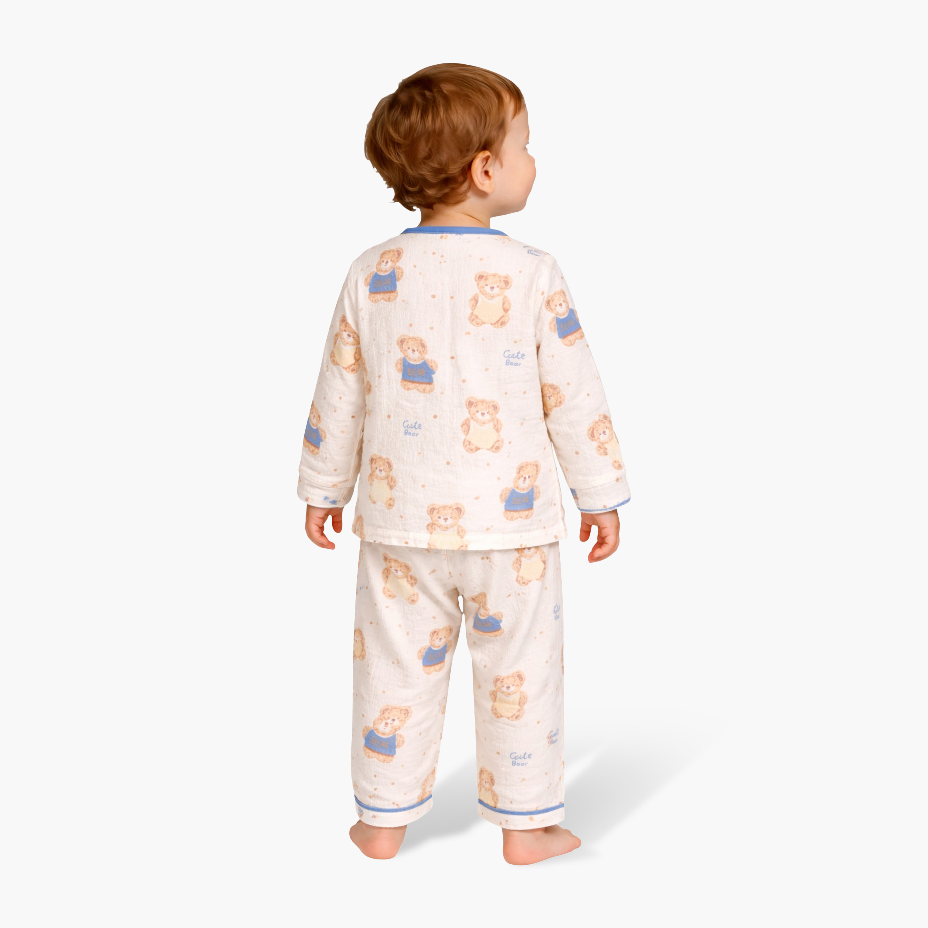 Victor and Jane Teddy Bear Printed Muslin Cotton Pyjama Set-baby-boys-clothing-nightwear-pyjamasets-image-2