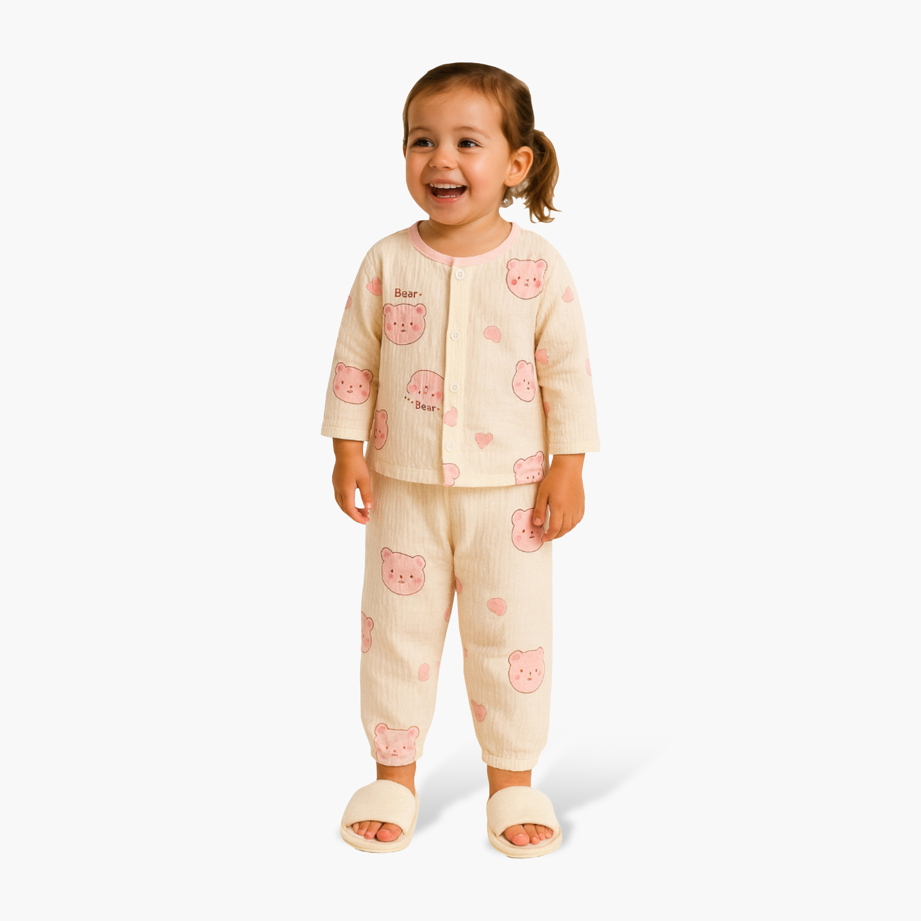 Victor and Jane Bear Printed Muslin Cotton Pyjama Set-baby-girls-clothing-nightwear-pyjamasets-image-1