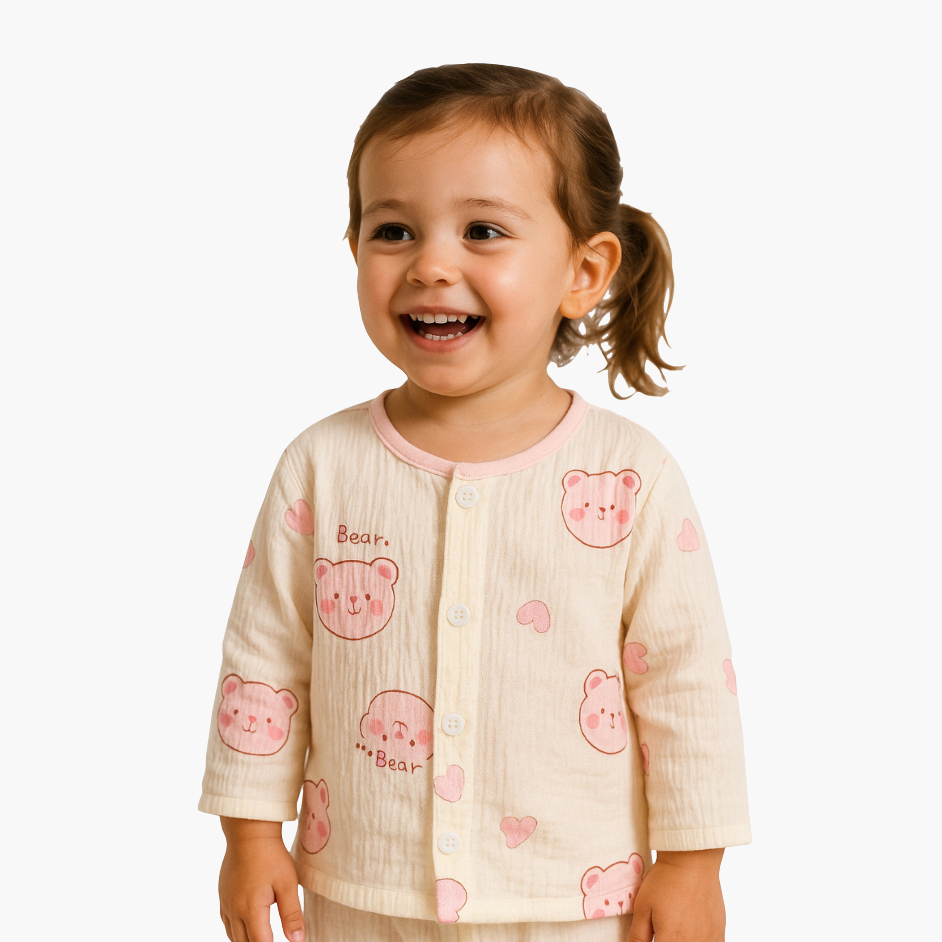 طقم بيجامة قطن موسلين بطبعة دب من فيكتور آند جين-baby-girls-clothing-nightwear-pyjamasets-image-3