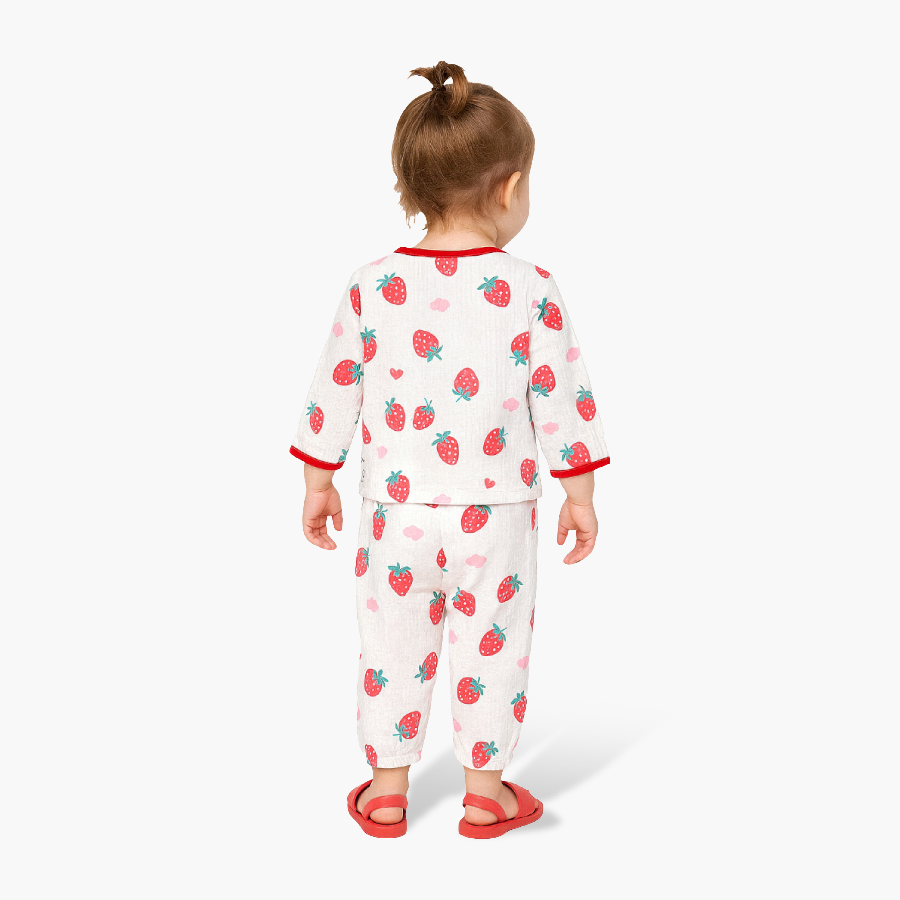 Victor and Jane Strawberry Printed Muslin Cotton Pyjama Set-baby-girls-clothing-nightwear-pyjamasets-image-2