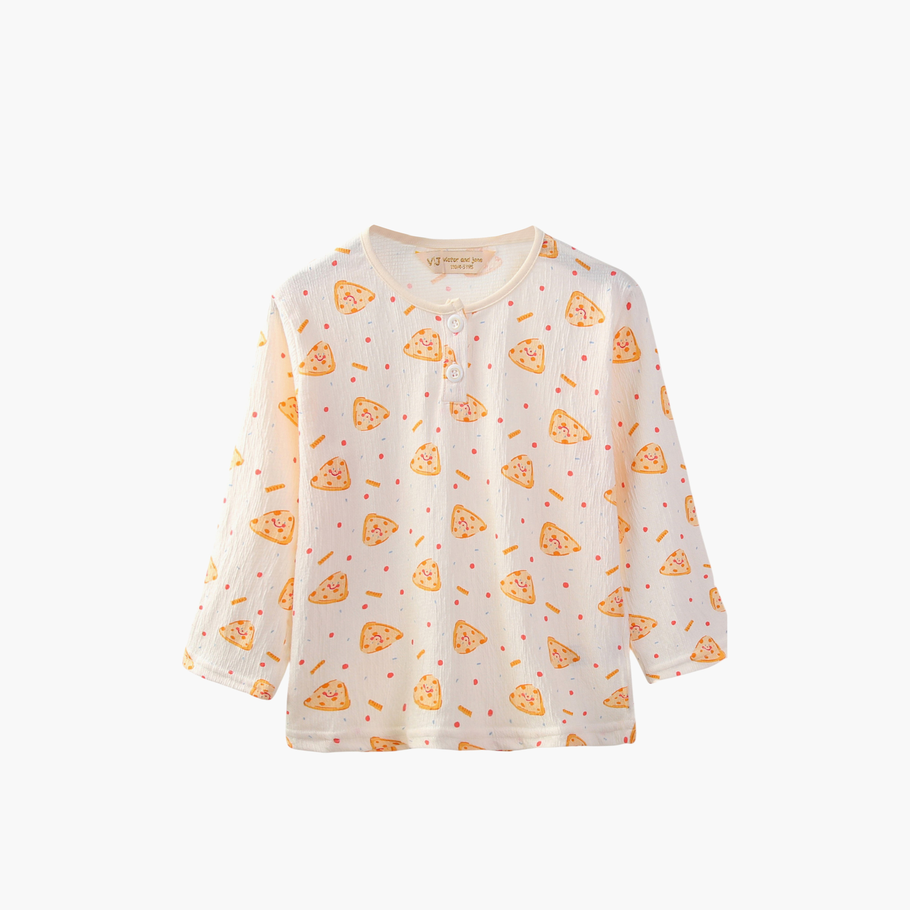 Victor and Jane Cotton Full Sleeves Pizza Printed T-Shirt & Pyjama Set-boys-clothing-winterwear-pyjamasets-image-4