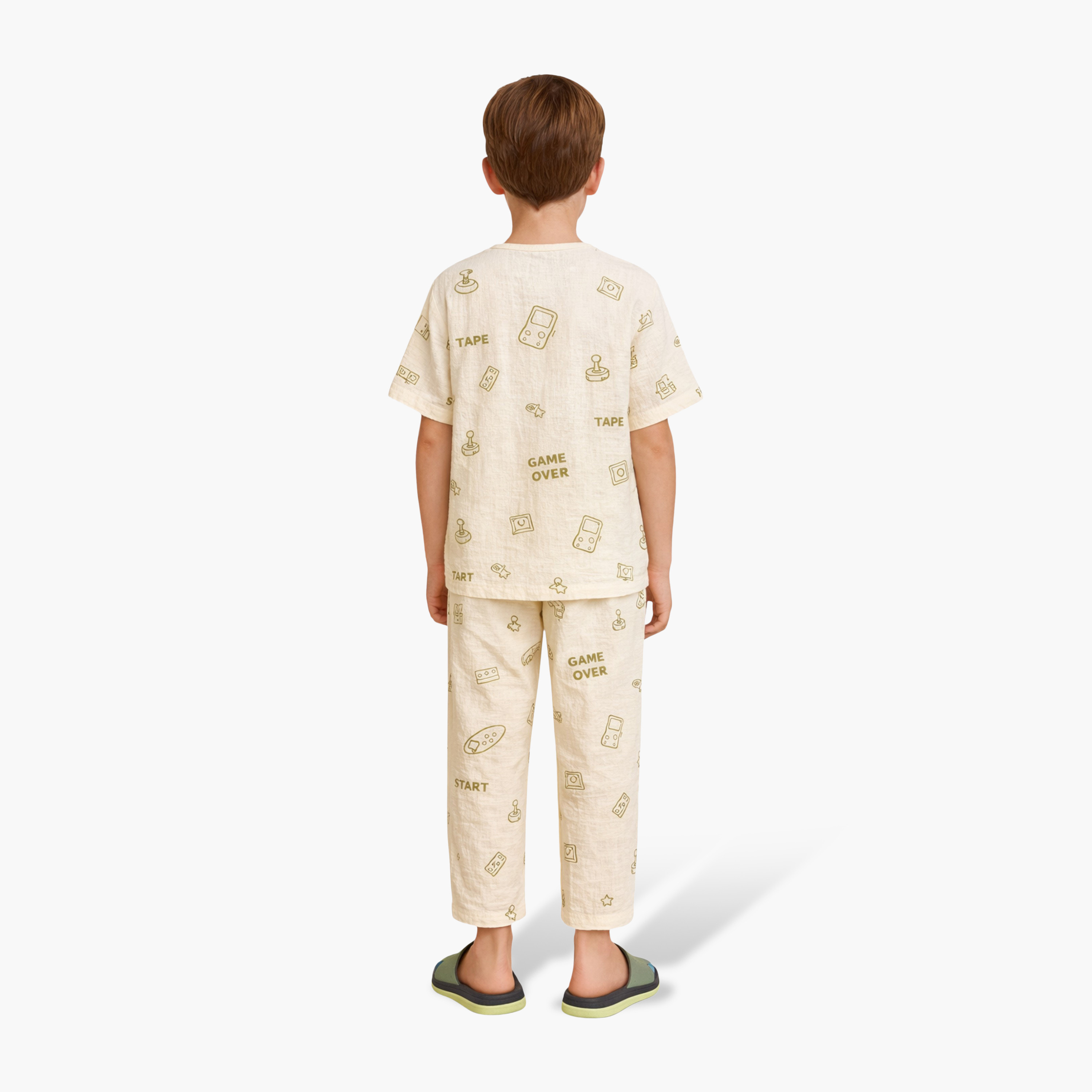 Victor and Jane Geometric Printed Cotton Muslin Pyjama Set-boys-clothing-nightwear-image-2