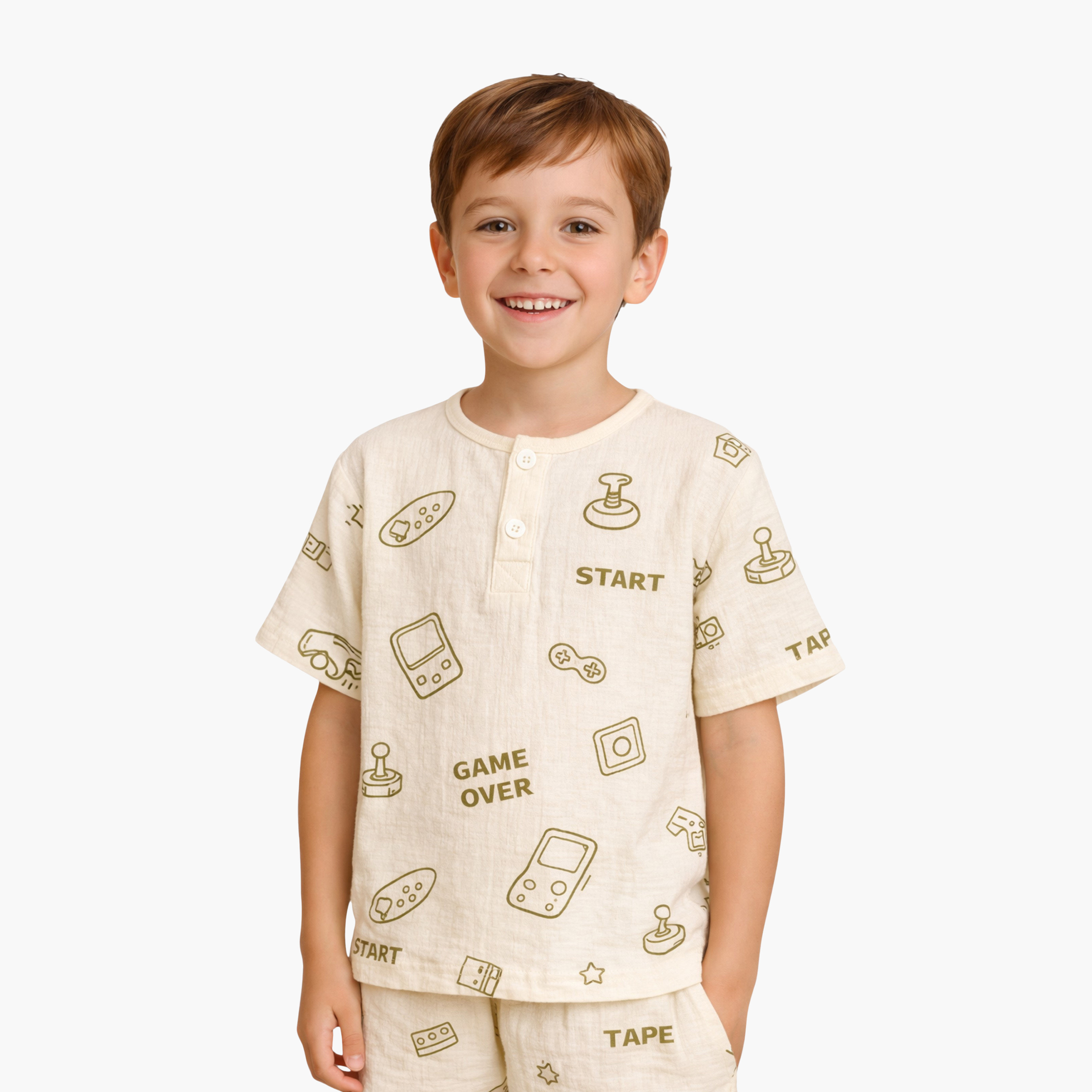 Victor and Jane Geometric Printed Cotton Muslin Pyjama Set-boys-clothing-nightwear-image-3