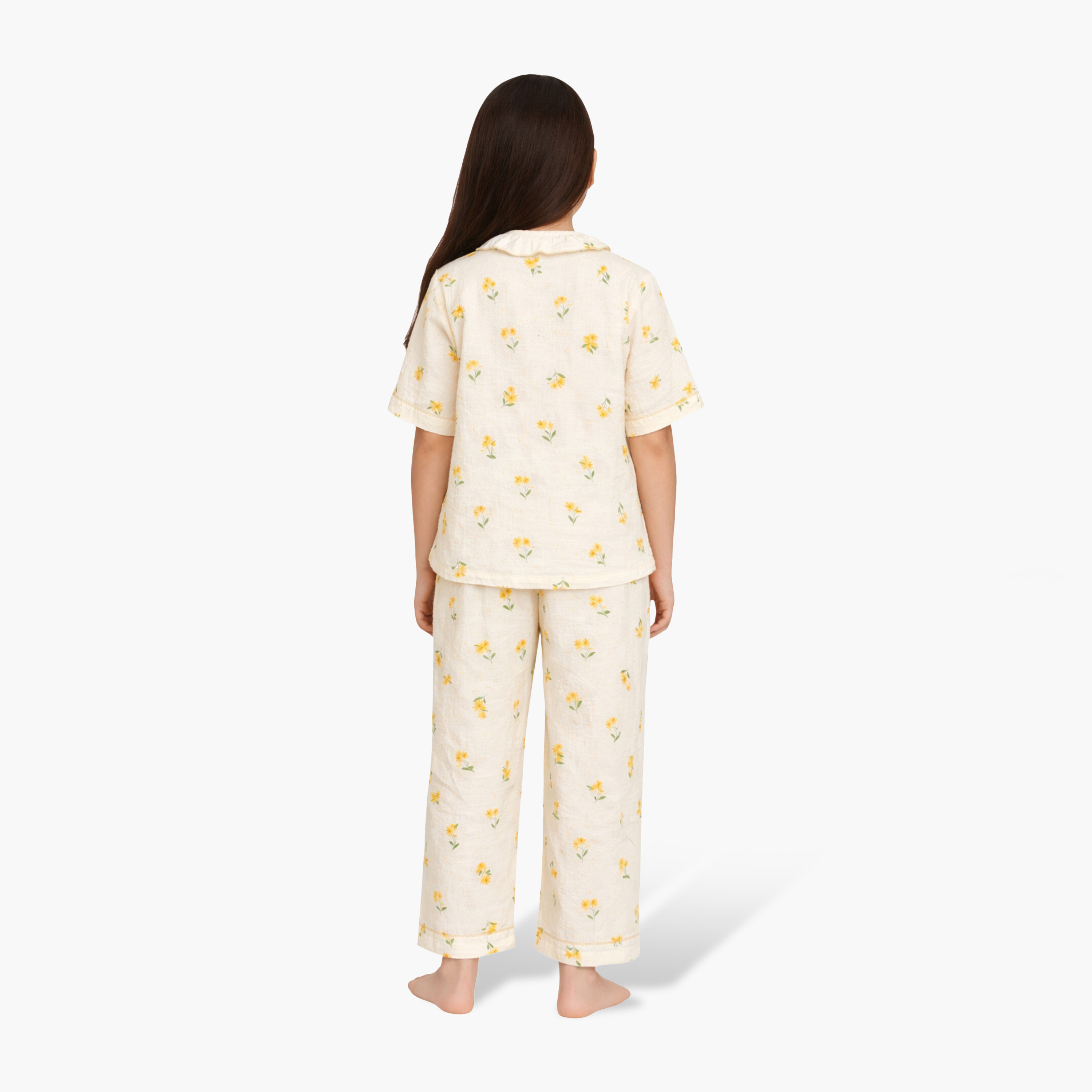 Victor and Jane Floral Printed Muslin Cotton Pyjama Set-girls-clothing-nightwear-image-2
