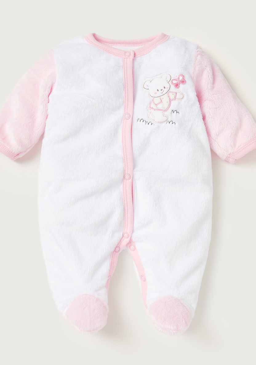 Juniors Bear Embroidered Closed Feet Sleepsuit-Sleepsuits-image-0