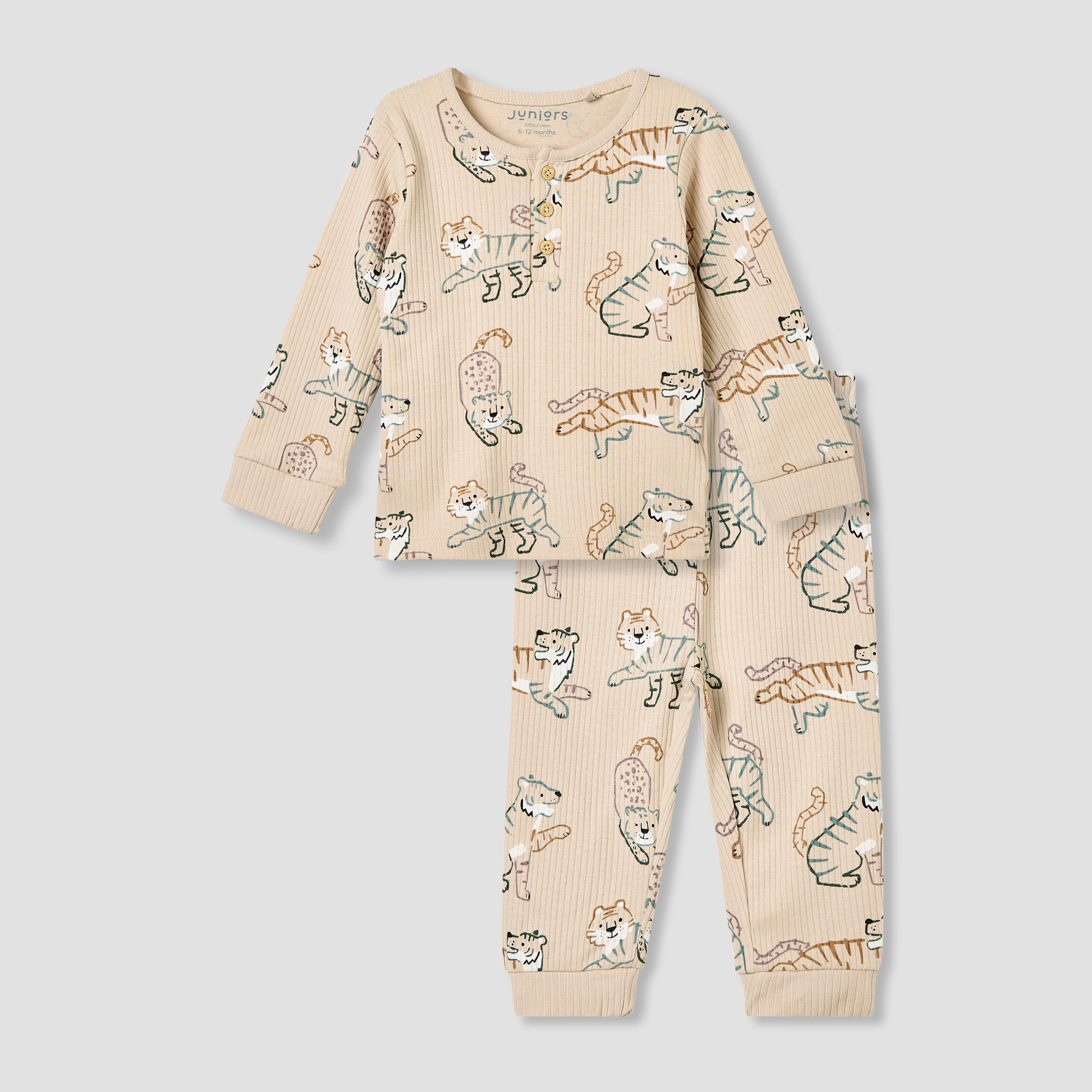 Juniors Pyjama Set with Safari Print - Cotton - Long Sleeves - Henley Neck-baby-boys-clothing-nightwear-pyjamasets-image-1