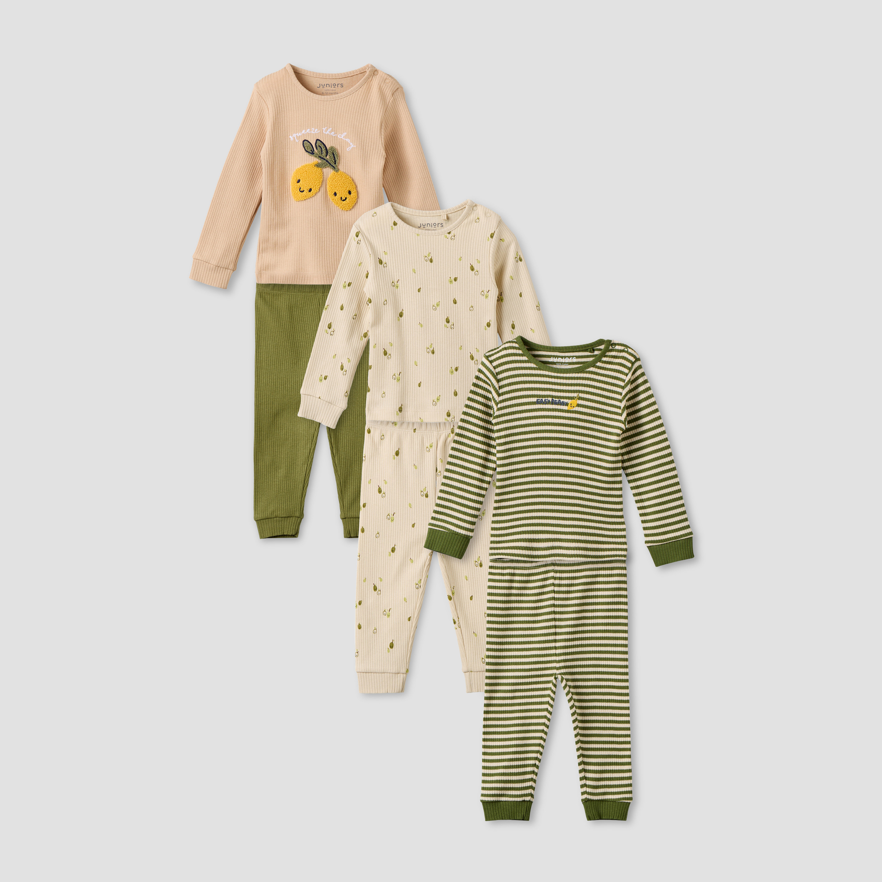 Pack of 3 Juniors Cotton Crew Neck Long Sleeves Pyjama Set with Assorted Design-baby-boys-clothing-nightwear-pyjamasets-image-1