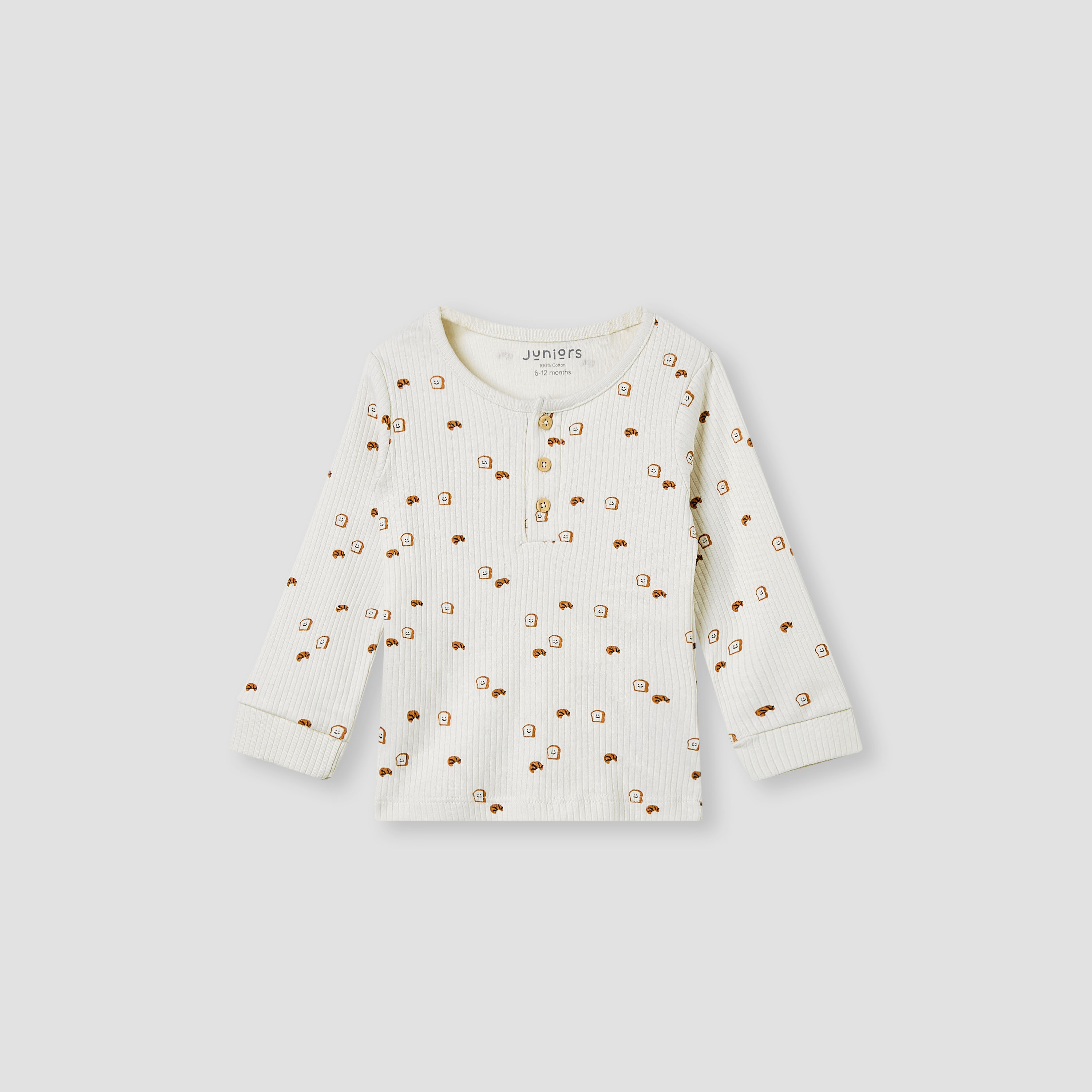 طقم بيجاما قطن بياقة هينلي وأكمام طويلة وبطبعات من جونيورز-baby-boys-clothing-nightwear-pyjamasets-image-2
