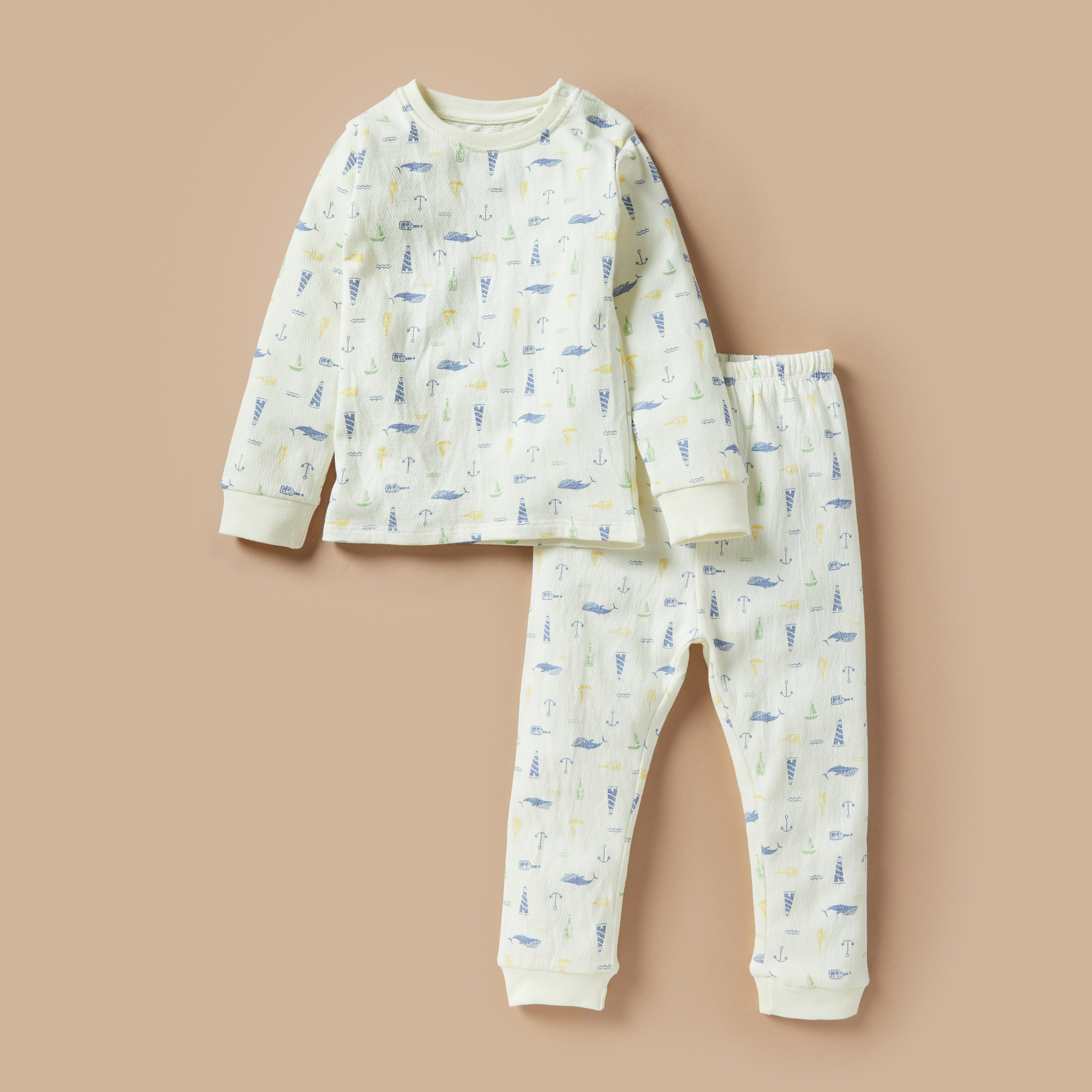 Juniors All-Over Nautical Print T-shirt and Pyjama Set-baby-boys-clothing-nightwear-pyjamasets-image-1