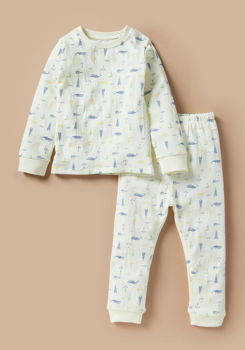 Juniors All-Over Nautical Print T-shirt and Pyjama Set-Pyjama Sets-image-0