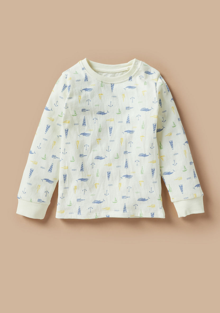 Juniors All-Over Nautical Print T-shirt and Pyjama Set-Pyjama Sets-image-1
