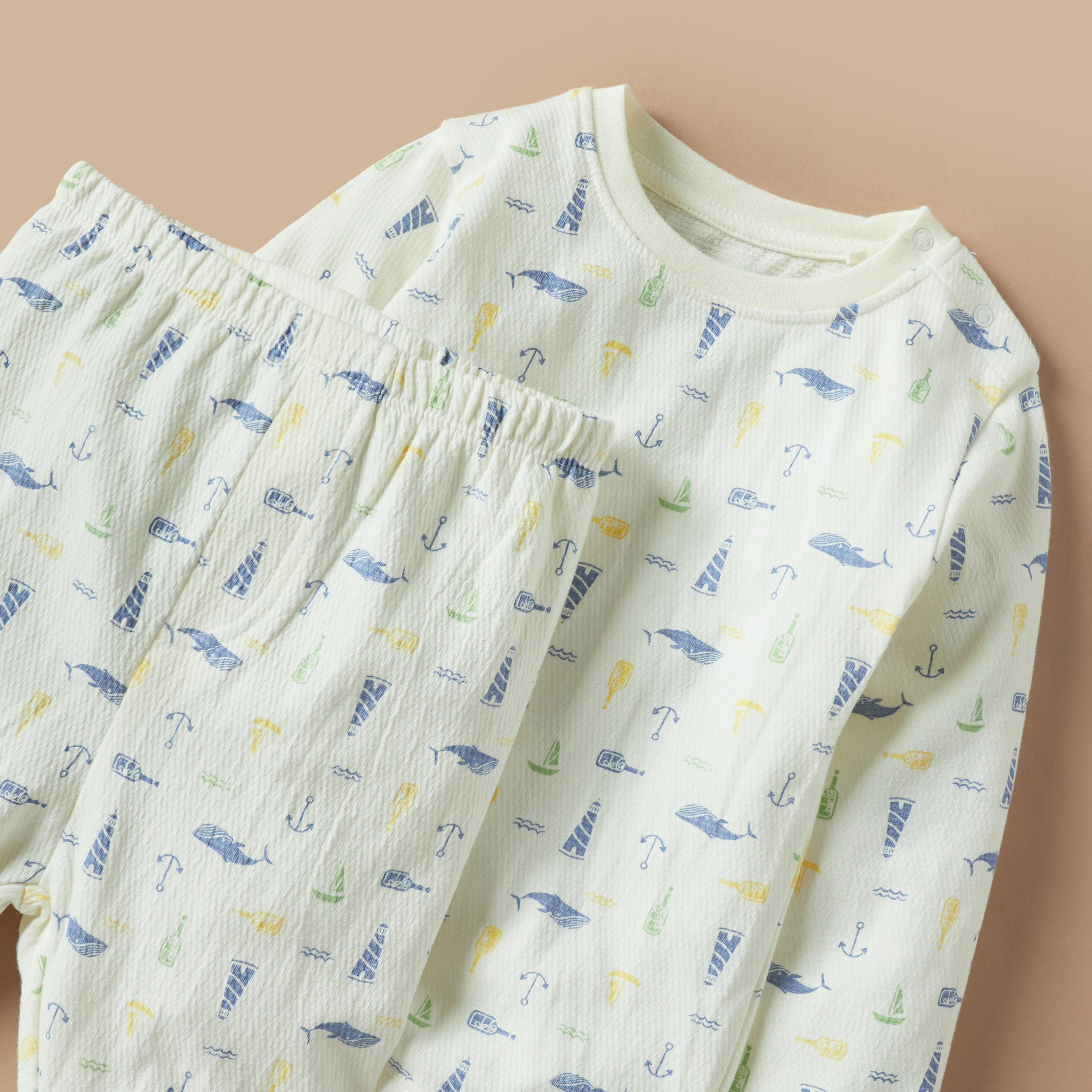 Juniors All-Over Nautical Print T-shirt and Pyjama Set-baby-boys-clothing-nightwear-pyjamasets-image-4