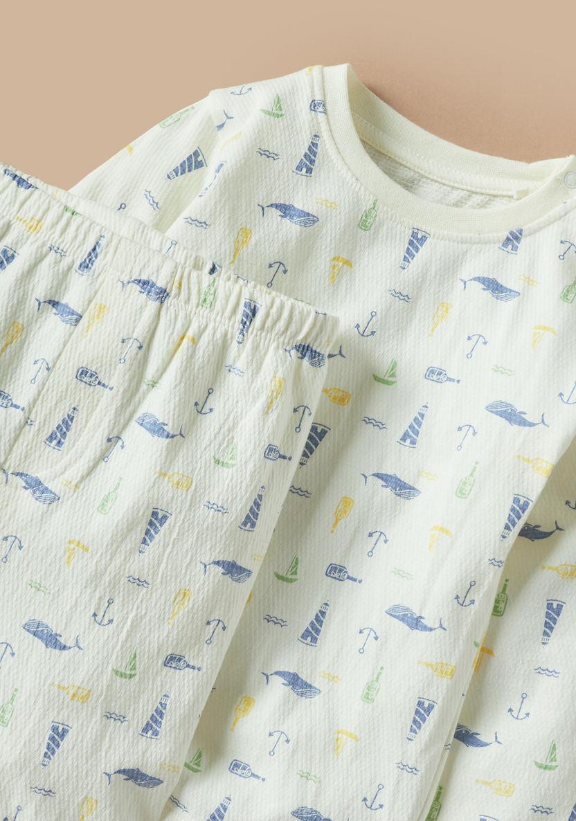 Juniors All-Over Nautical Print T-shirt and Pyjama Set-Pyjama Sets-image-3