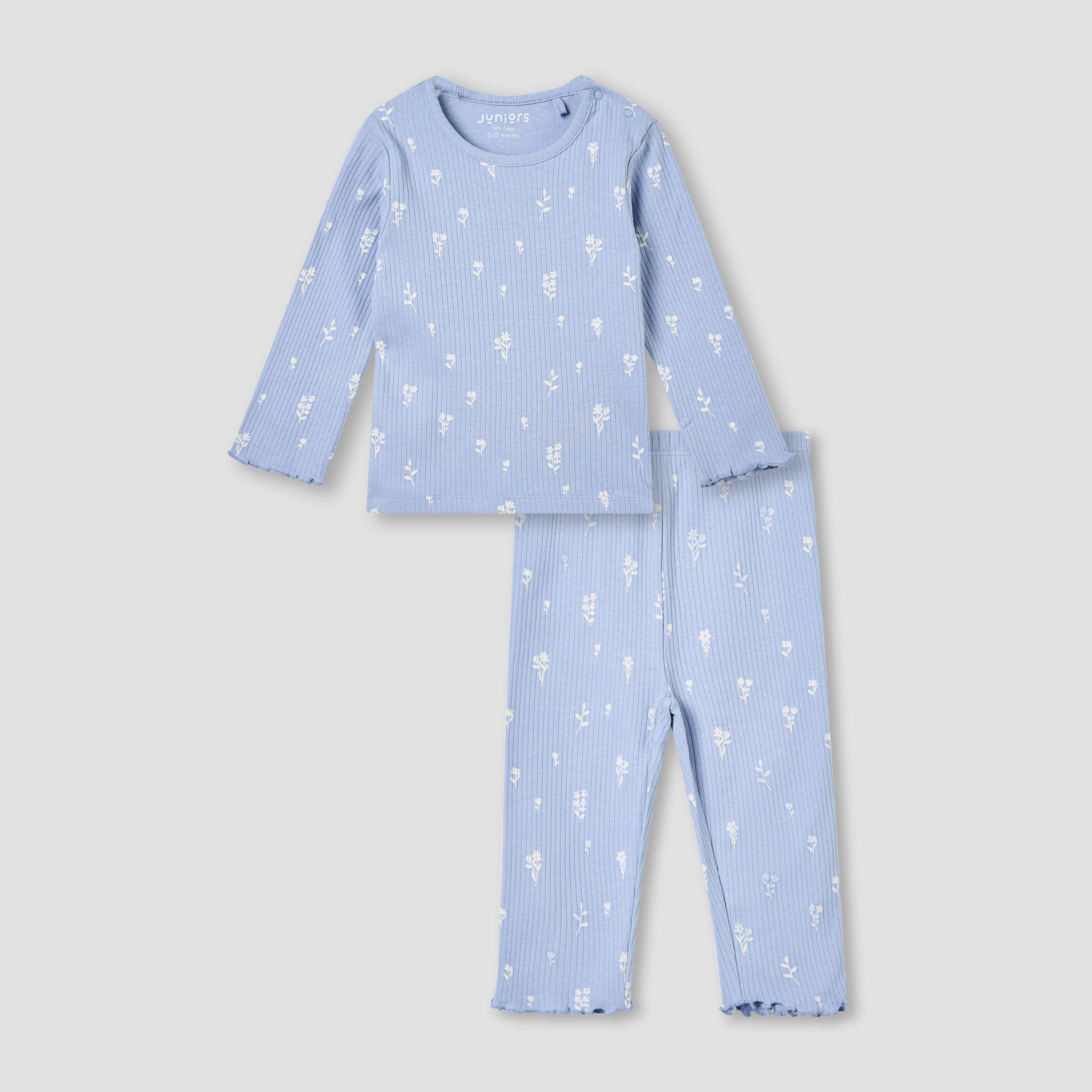 Juniors Pyjama Set with Floral Print - Cotton - Long Sleeves - Round Neck-promo_babyshop_Buy3for99_UAE130126-image-1