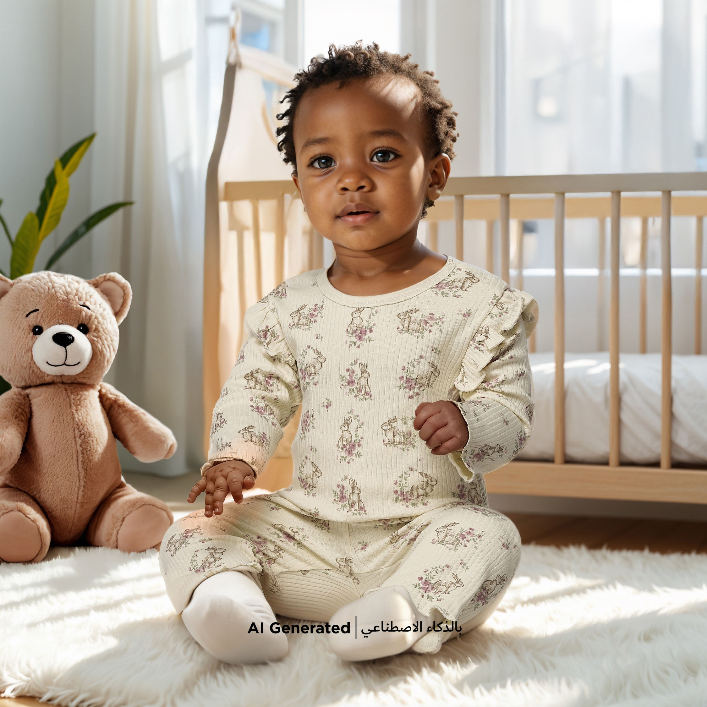طقم تيشيرت بأكمام طويلة وبنطلون بيجاما بخصر مطاطي وطبعات من جونيورز-baby-girls-clothing-nightwear-pyjamasets-image-6
