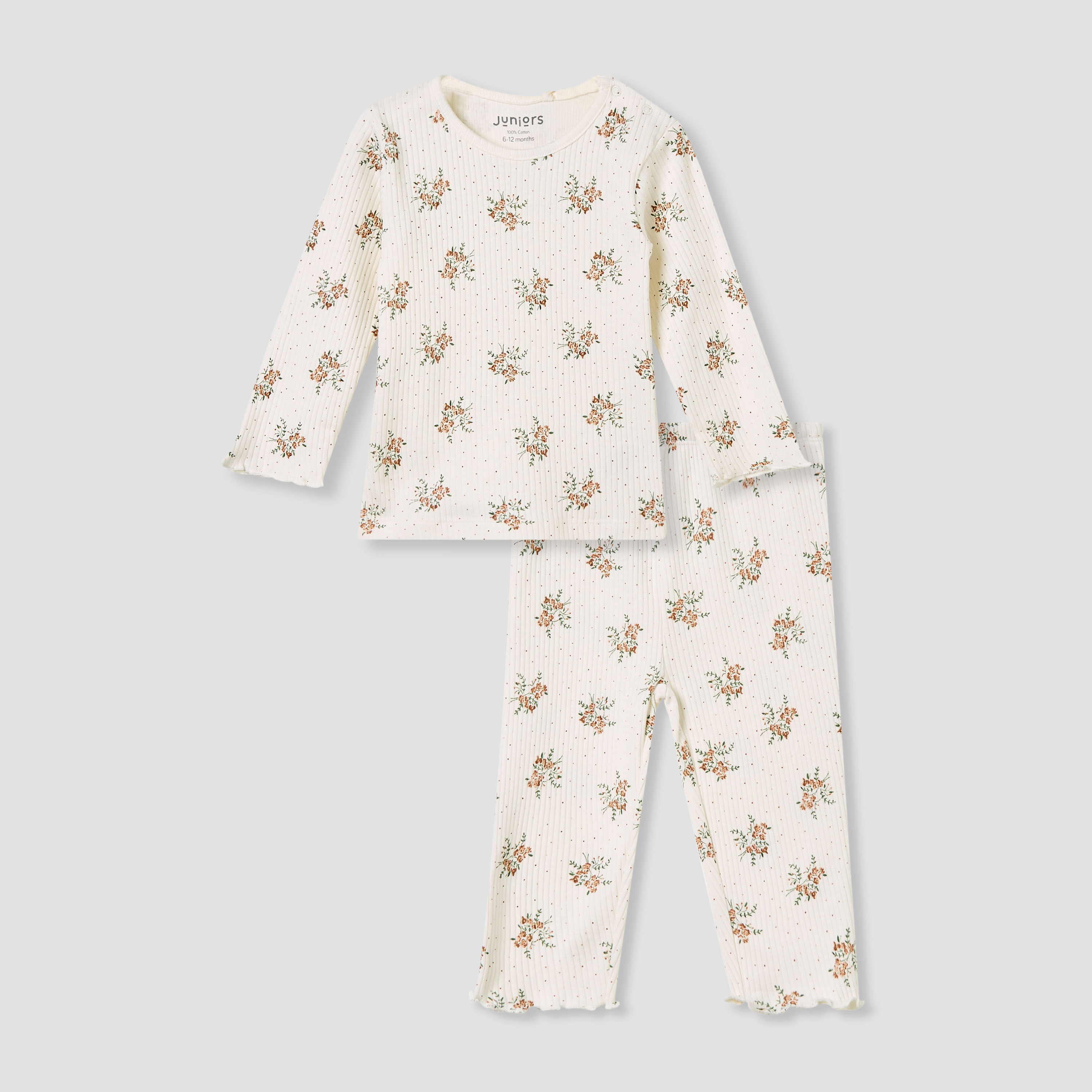 Juniors Pyjama Set with Floral Print - Cotton - Long Sleeves - Round Neck-promo_babyshop_Buy3for99_KSA130126-image-1