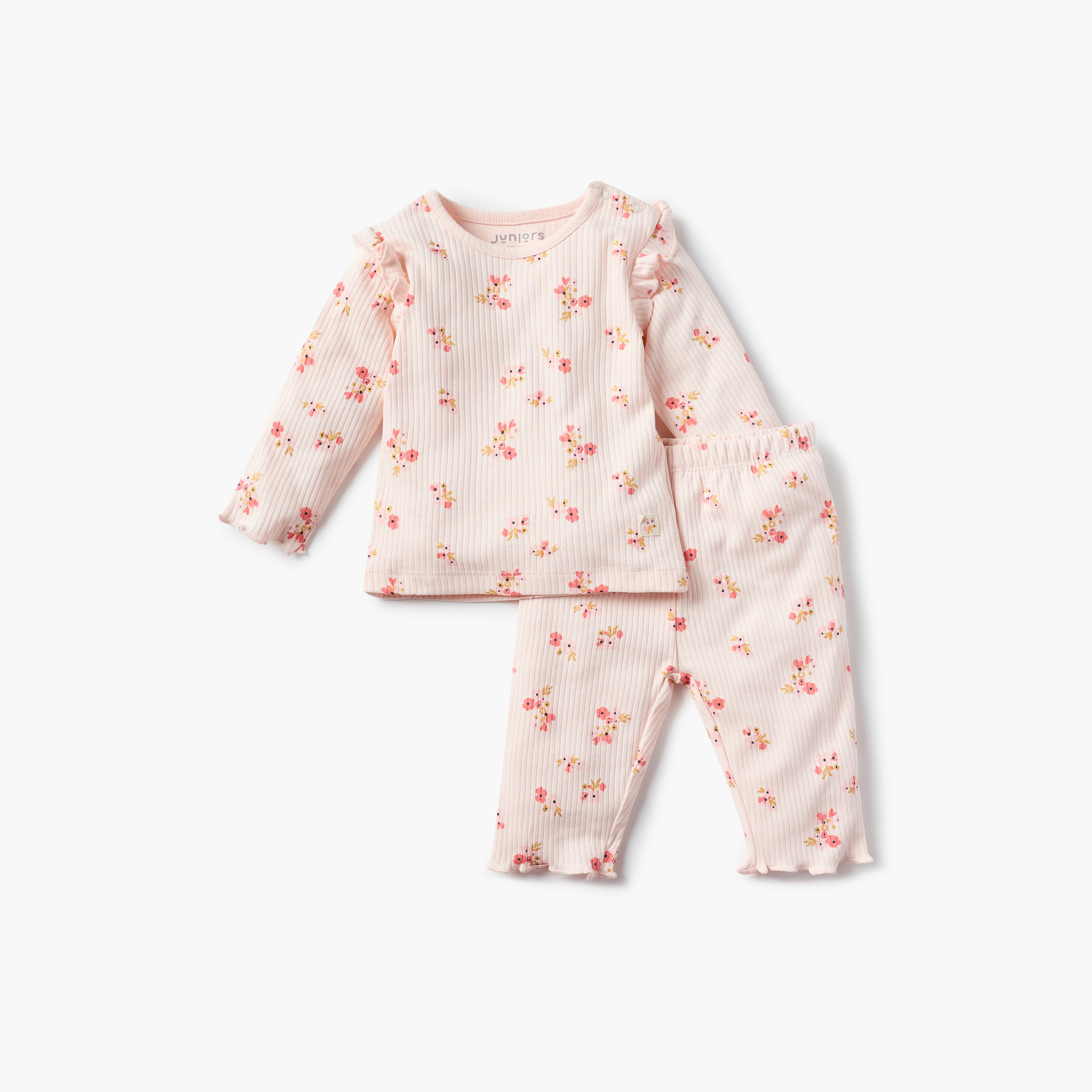 طقم تيشيرت بأكمام طويلة وبنطلون بيجاما بخصر مطاطي وطبعات من جونيورز-promo_babyshop_Buy3for89_KWT130126-image-1