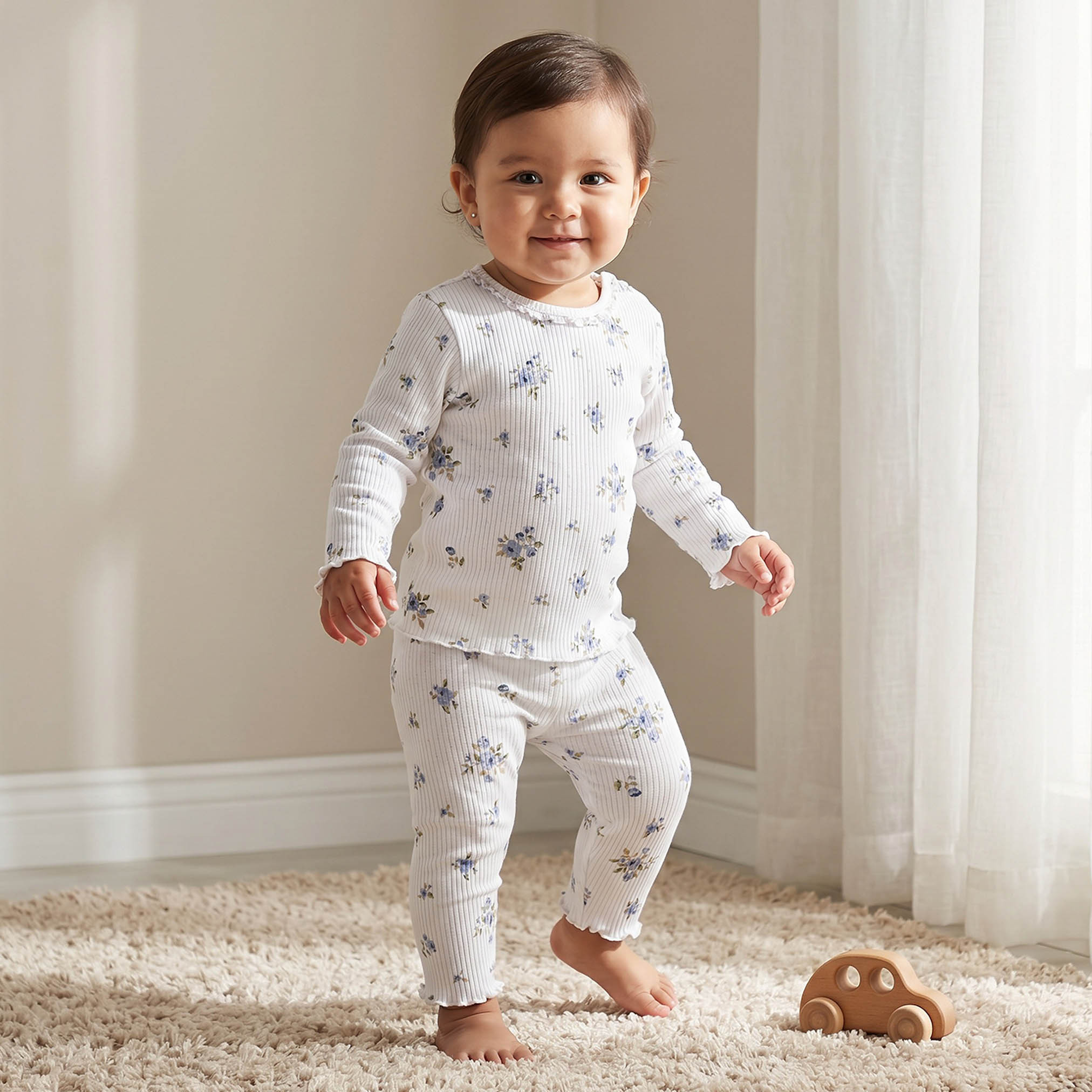 Pack of 3 Juniors Cotton Crew Neck Long Sleeves Pyjama Set with Floral Print-baby-girls-clothing-nightwear-pyjamasets-image-2