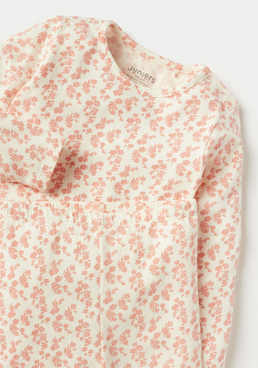 Juniors All-Over Floral Print T-shirt and Pyjama Set-Pyjama Sets-image-3