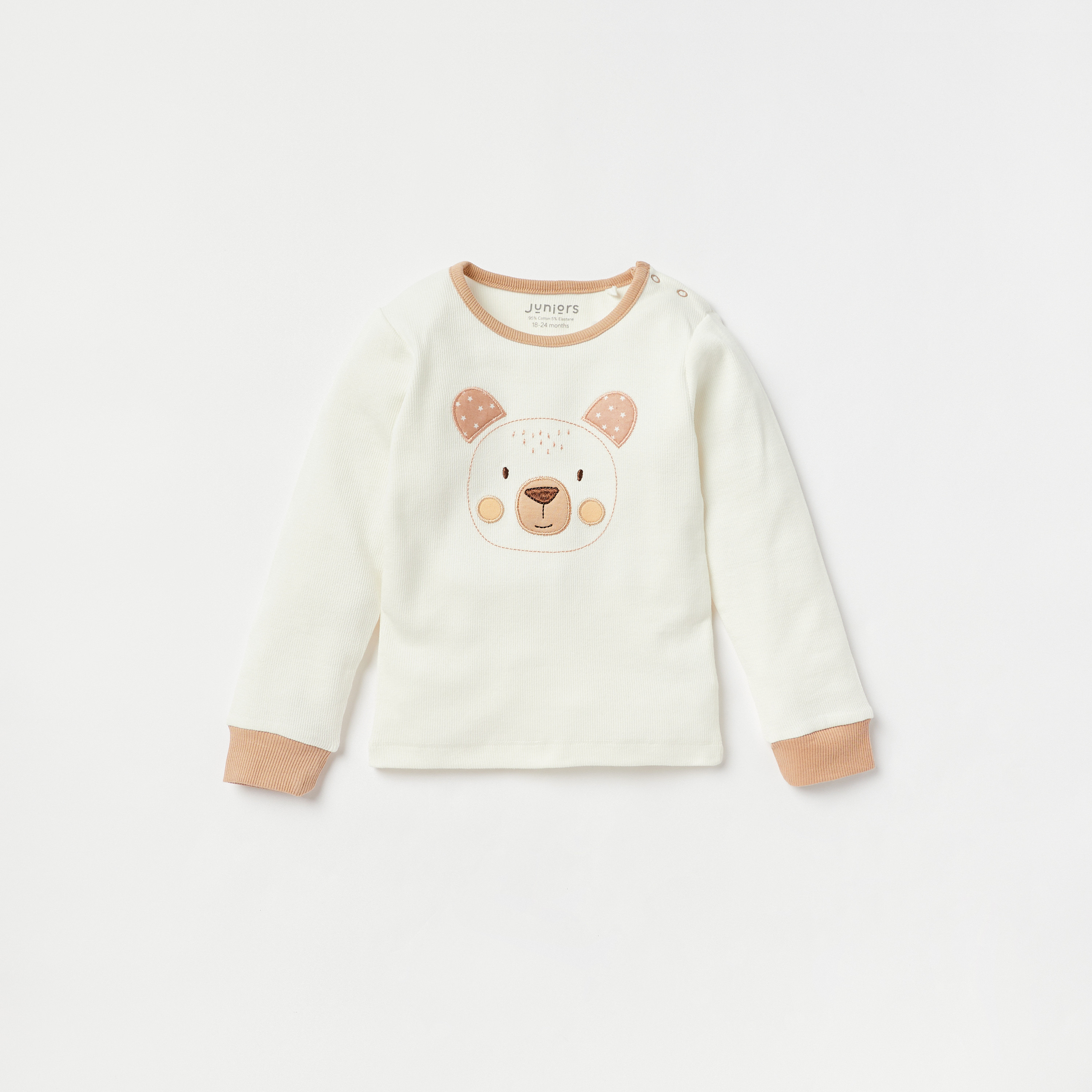 Juniors Bear Print Long Sleeves T-shirt and Pyjama Set-baby-boys-clothing-nightwear-pyjamasets-image-2