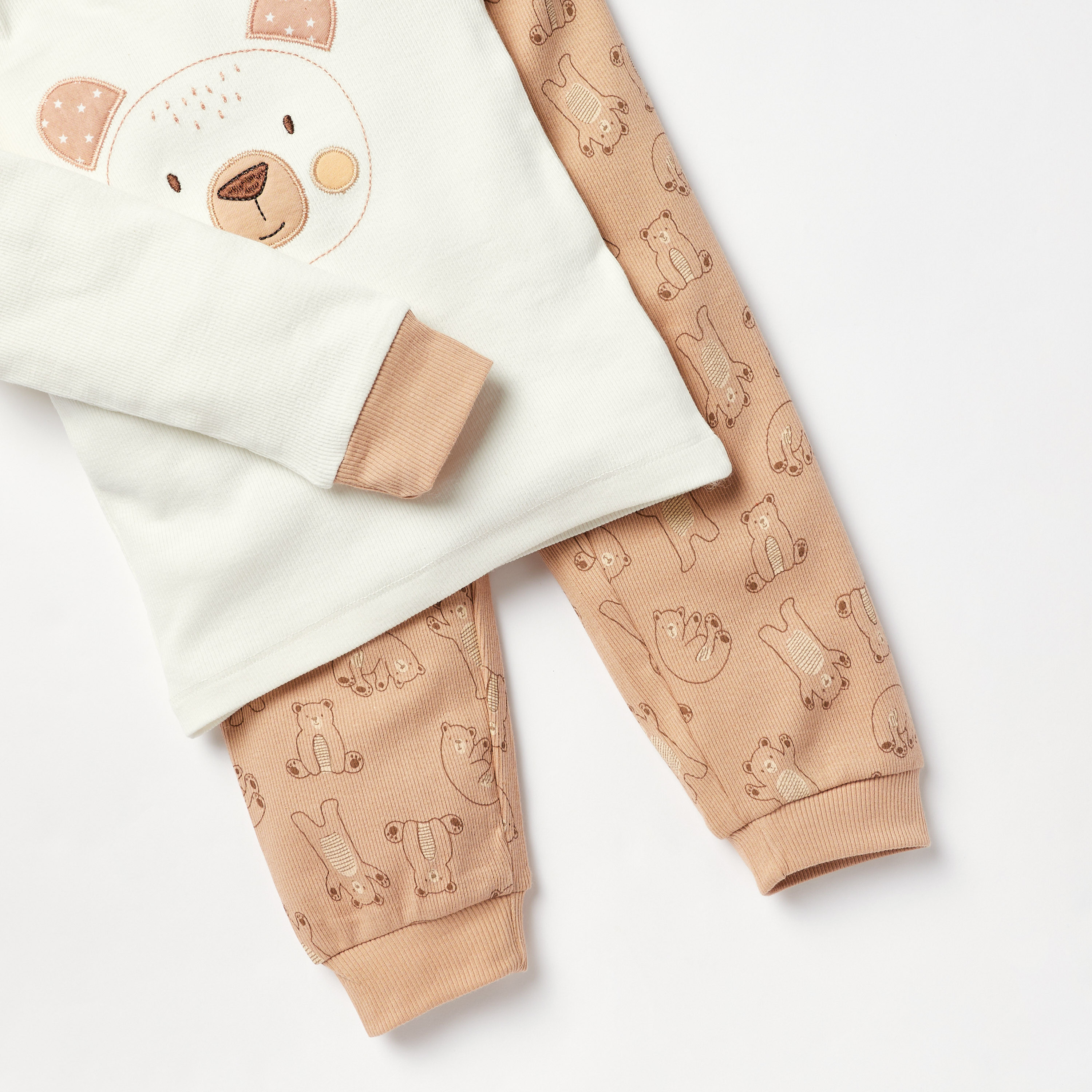 Juniors Bear Print Long Sleeves T-shirt and Pyjama Set-baby-boys-clothing-nightwear-pyjamasets-image-5